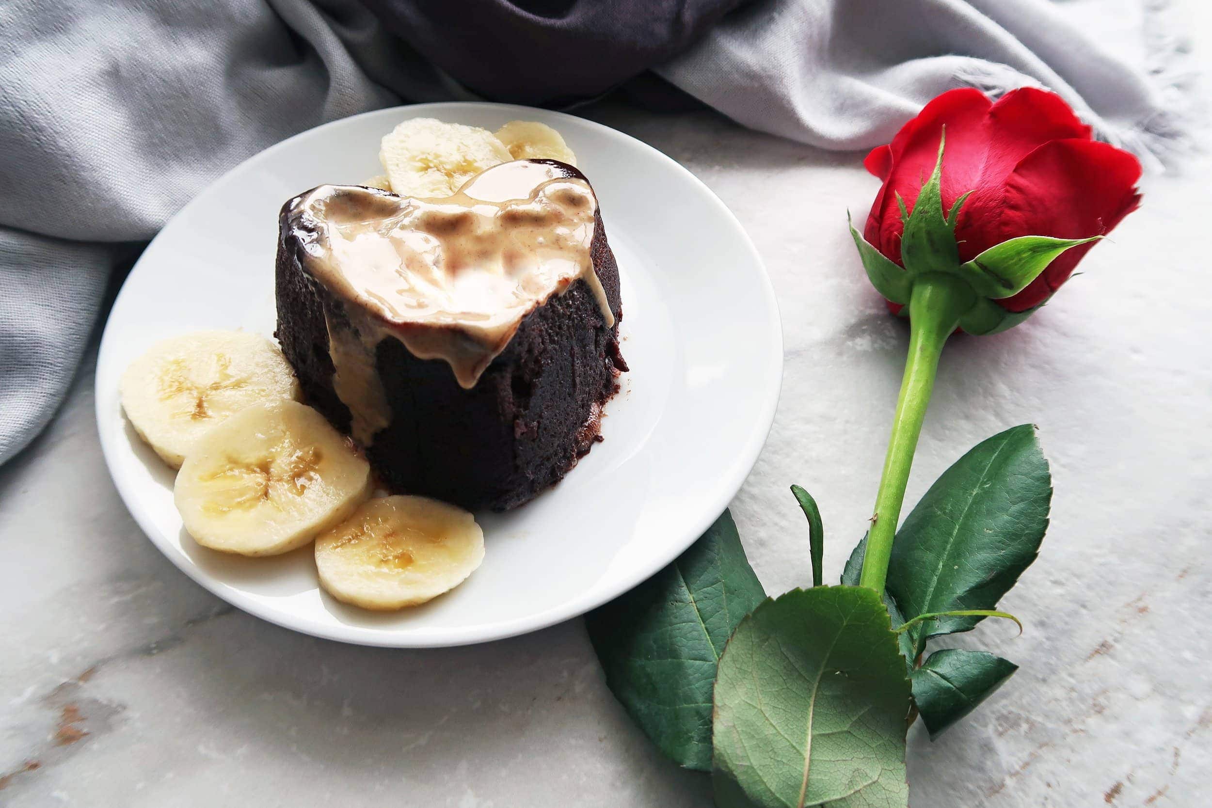 3 Minute Peanut Butter Banana Chocolate Mini Cake