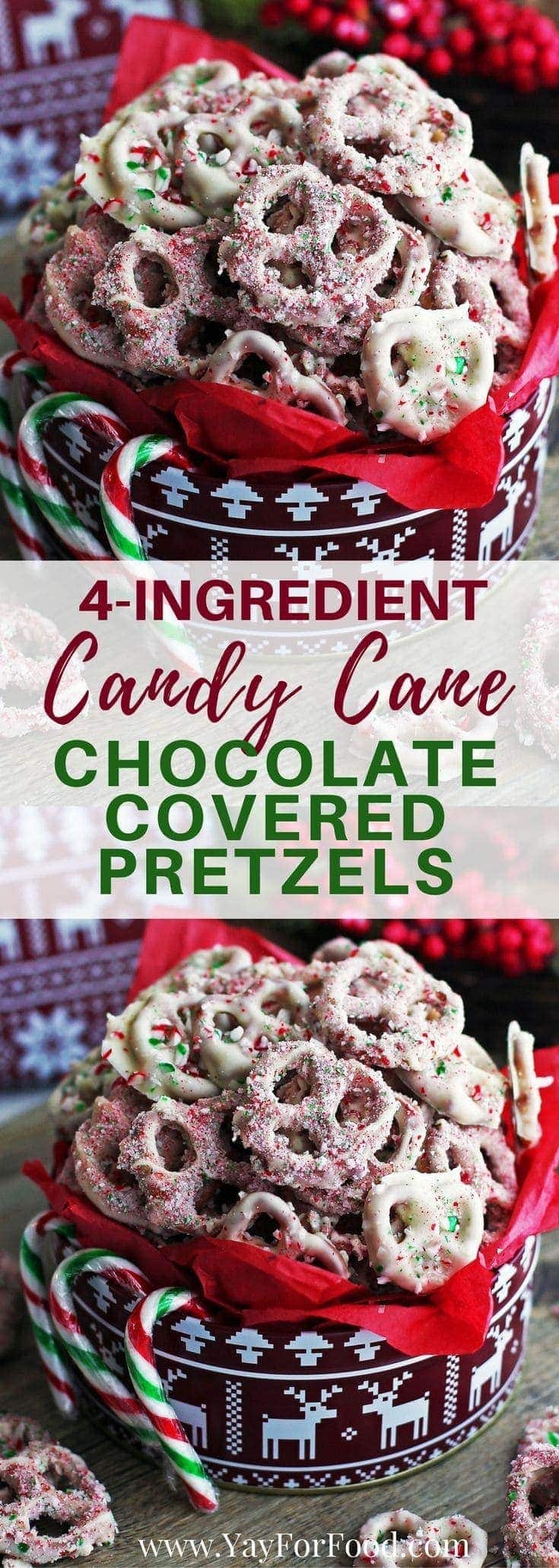 4Ingredient Candy Cane ChocolateCovered Pretzels Yay! For Food