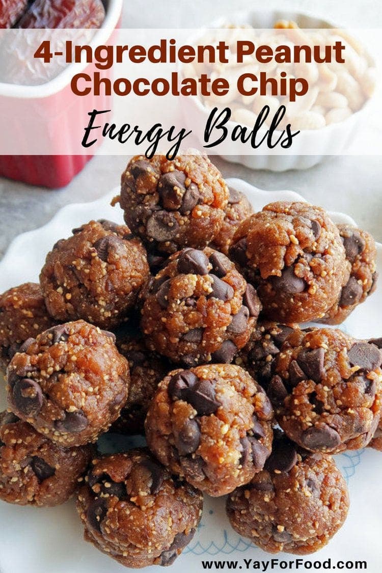 4Ingredient Peanut Chocolate Chip Energy Balls Yay! For Food