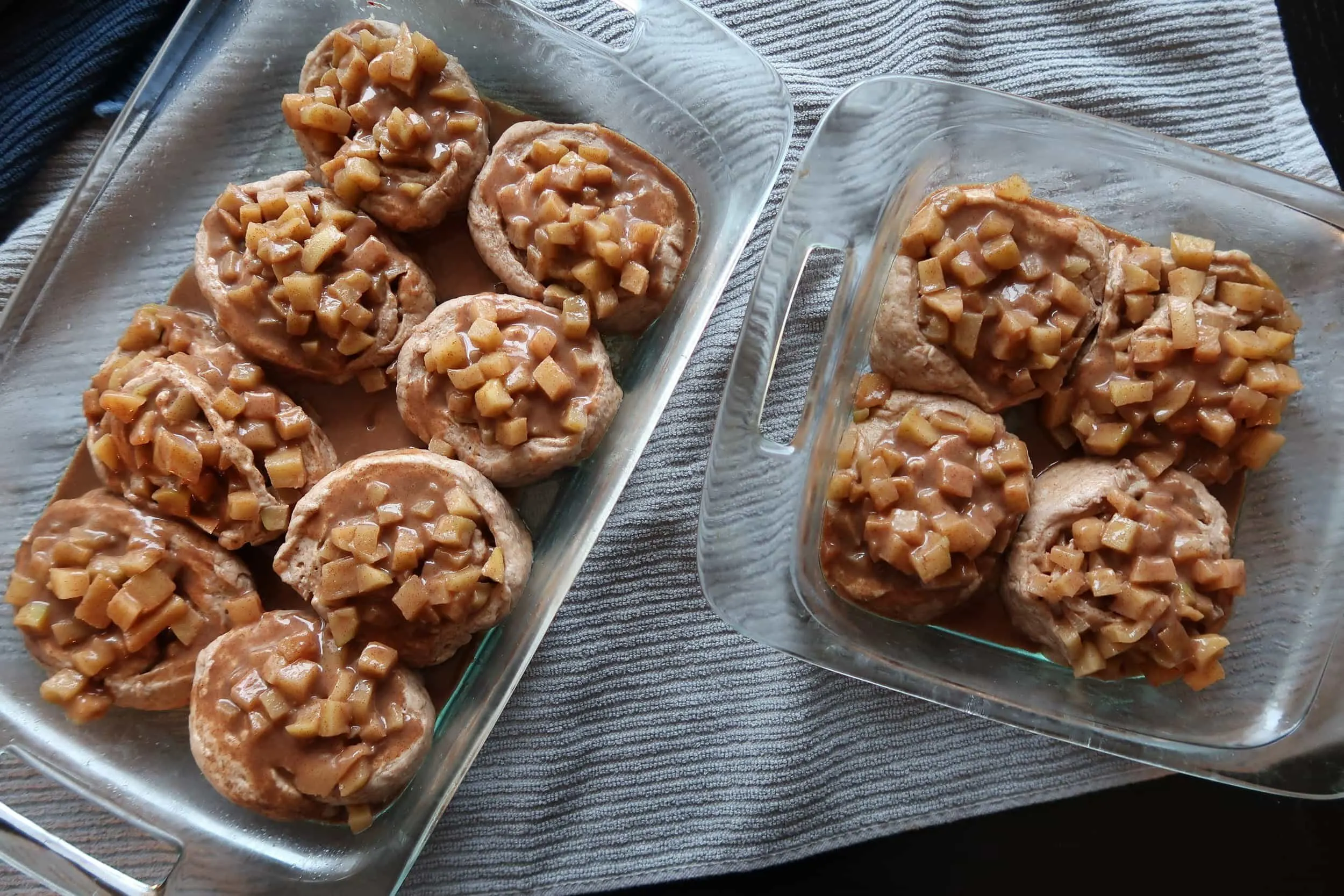 Freshly proofed Apple Cinnamon Rolls.