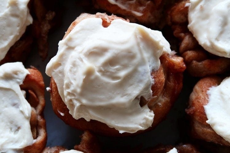 Apple Cinnamon Rolls with Maple Cream Cheese Frosting