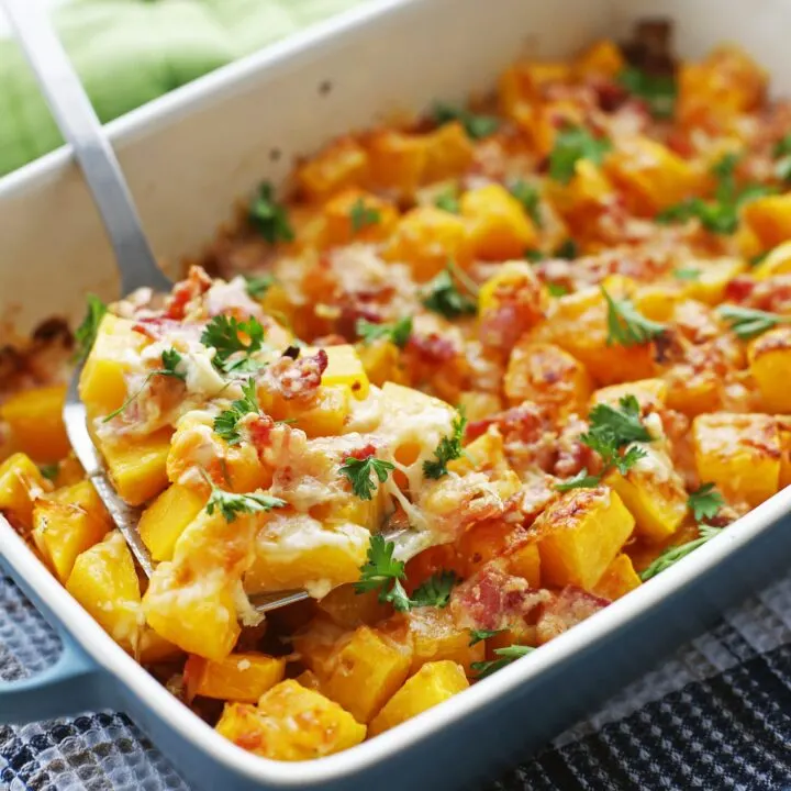 Baked Bacon Cheese Butternut Squash