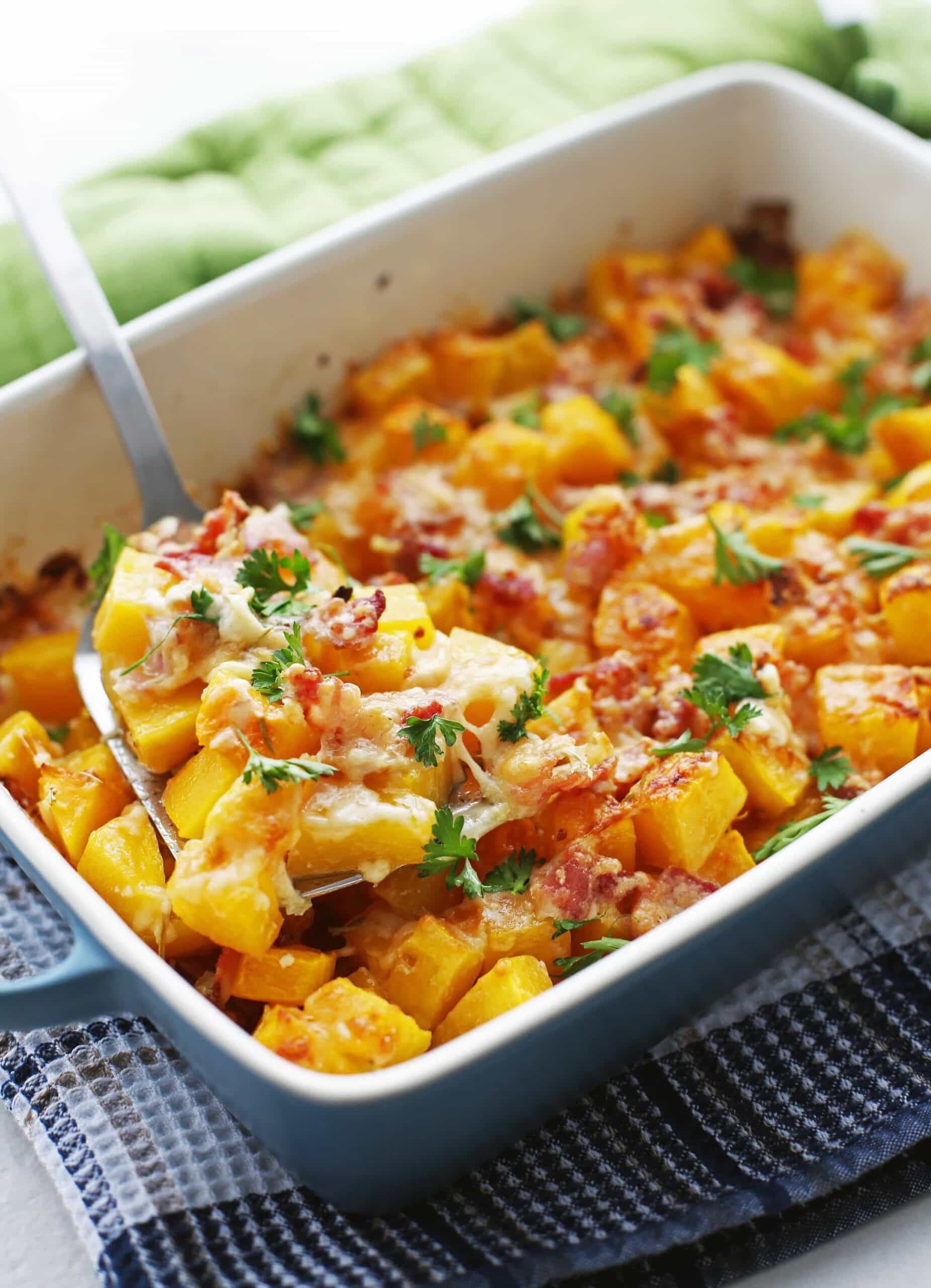 Baked Bacon Cheese Butternut Squash