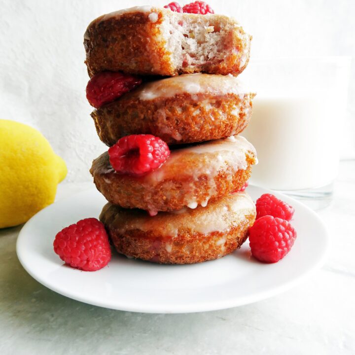 Baked Raspberry Lemon Glazed Donuts