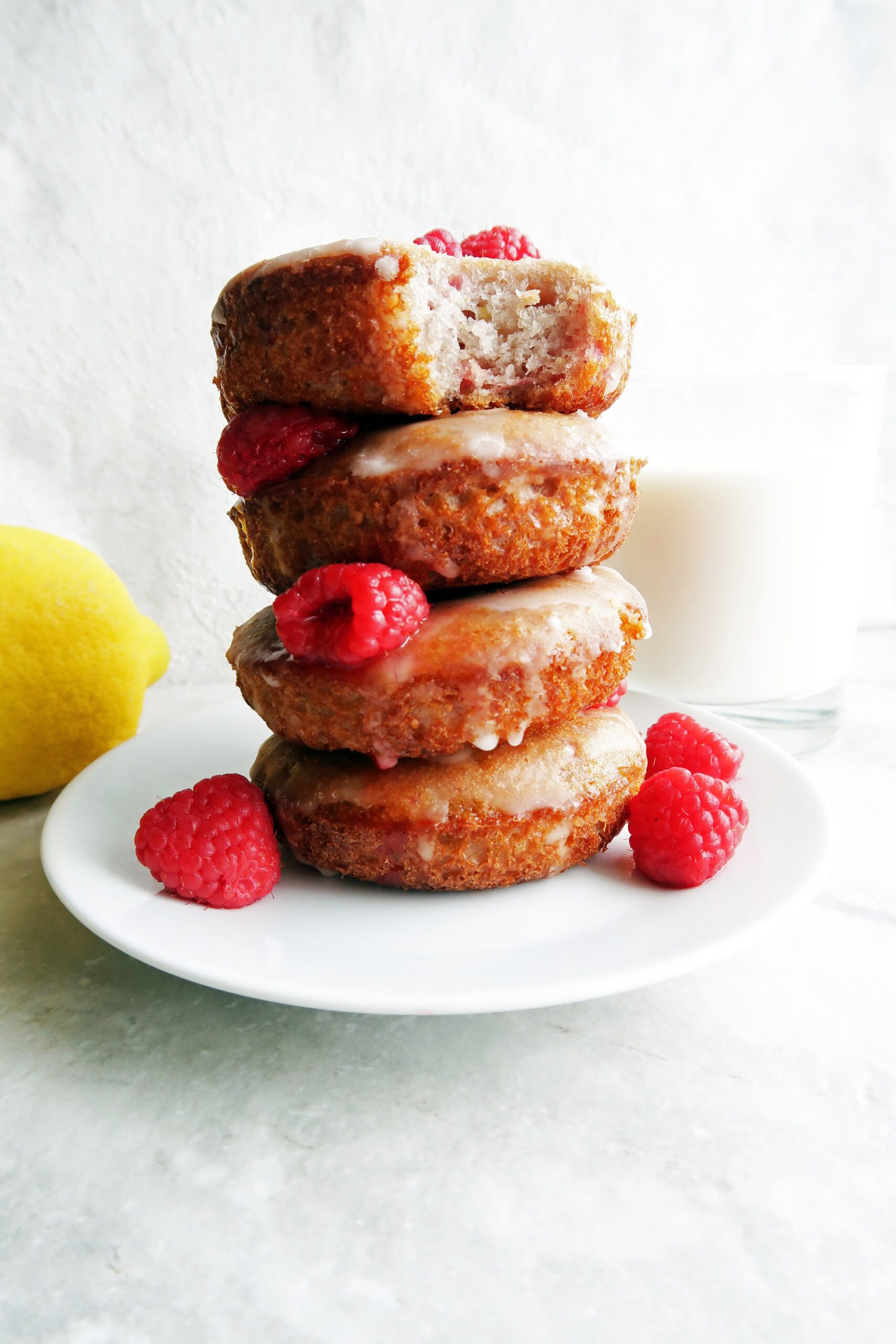 Baked Raspberry Lemon Glazed Donuts