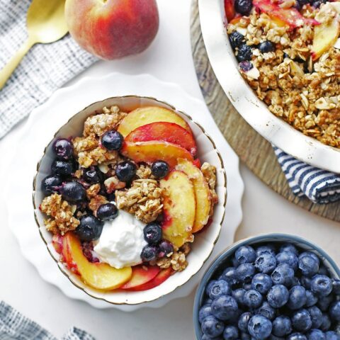 Blueberry Peach Crisp with Almond Oat Topping - Yay! For Food