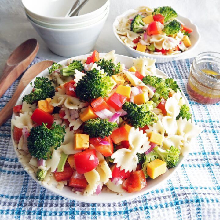 Broccoli Cheddar Pasta Salad with Tangy Italian Vinaigrette