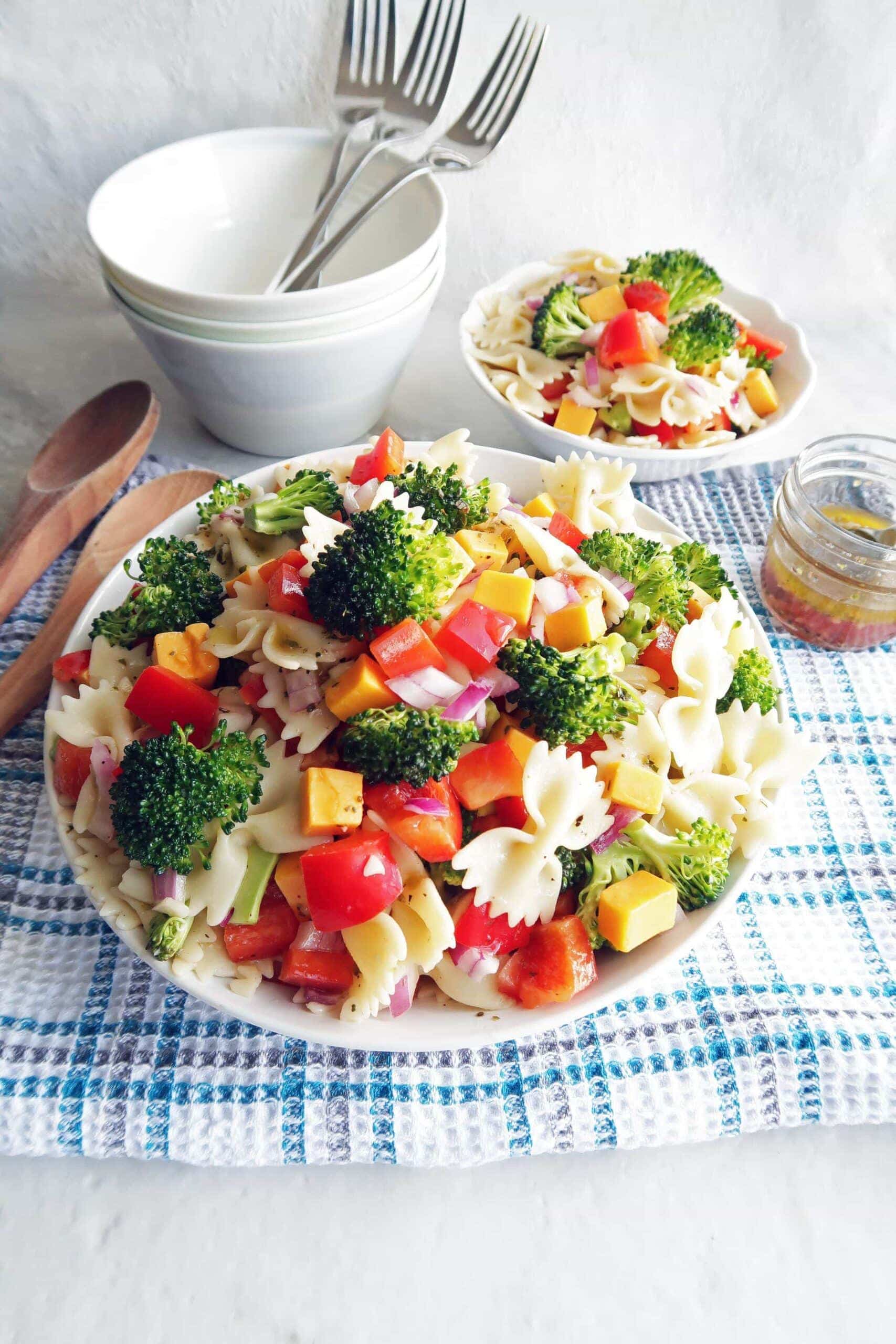 Broccoli Cheddar Pasta Salad with Tangy Italian Vinaigrette