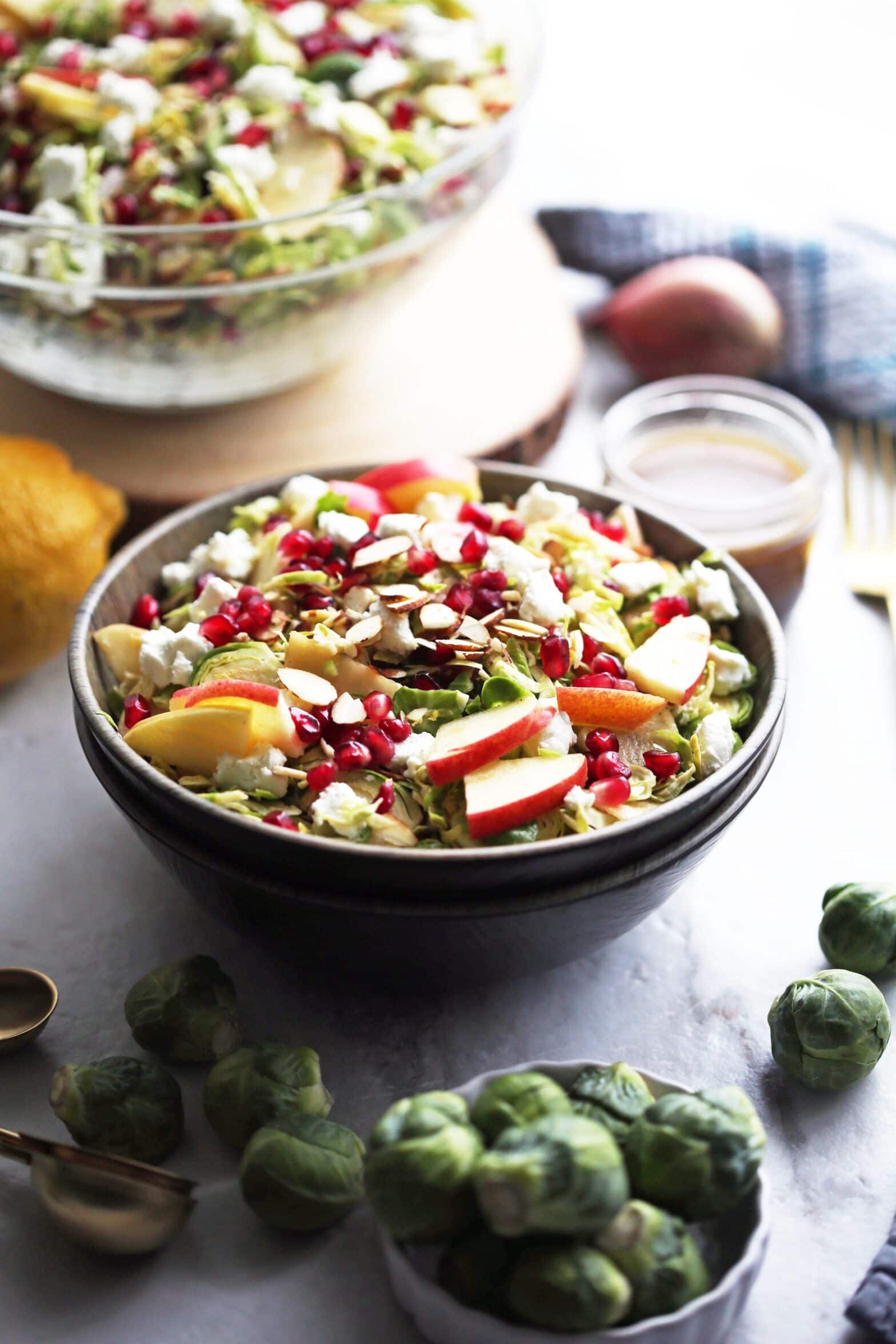 Shaved Brussels Sprouts and Pomegranate Salad with Lemon Balsamic