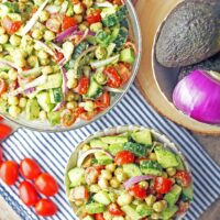 Chickpea Cucumber Avocado Salad with Parsley Dressing