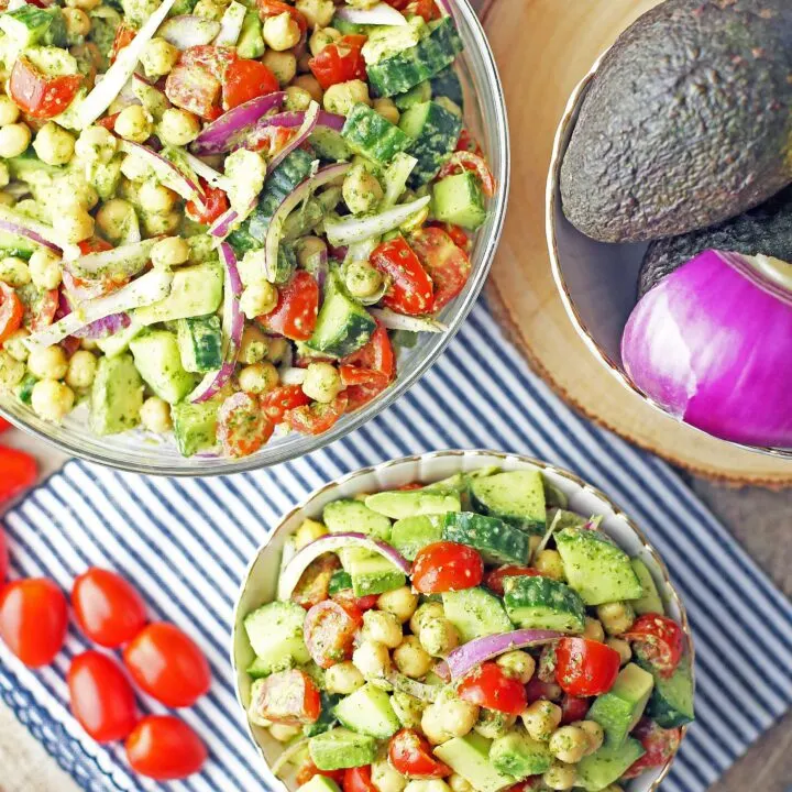 Chickpea Cucumber Avocado Salad with Parsley Dressing