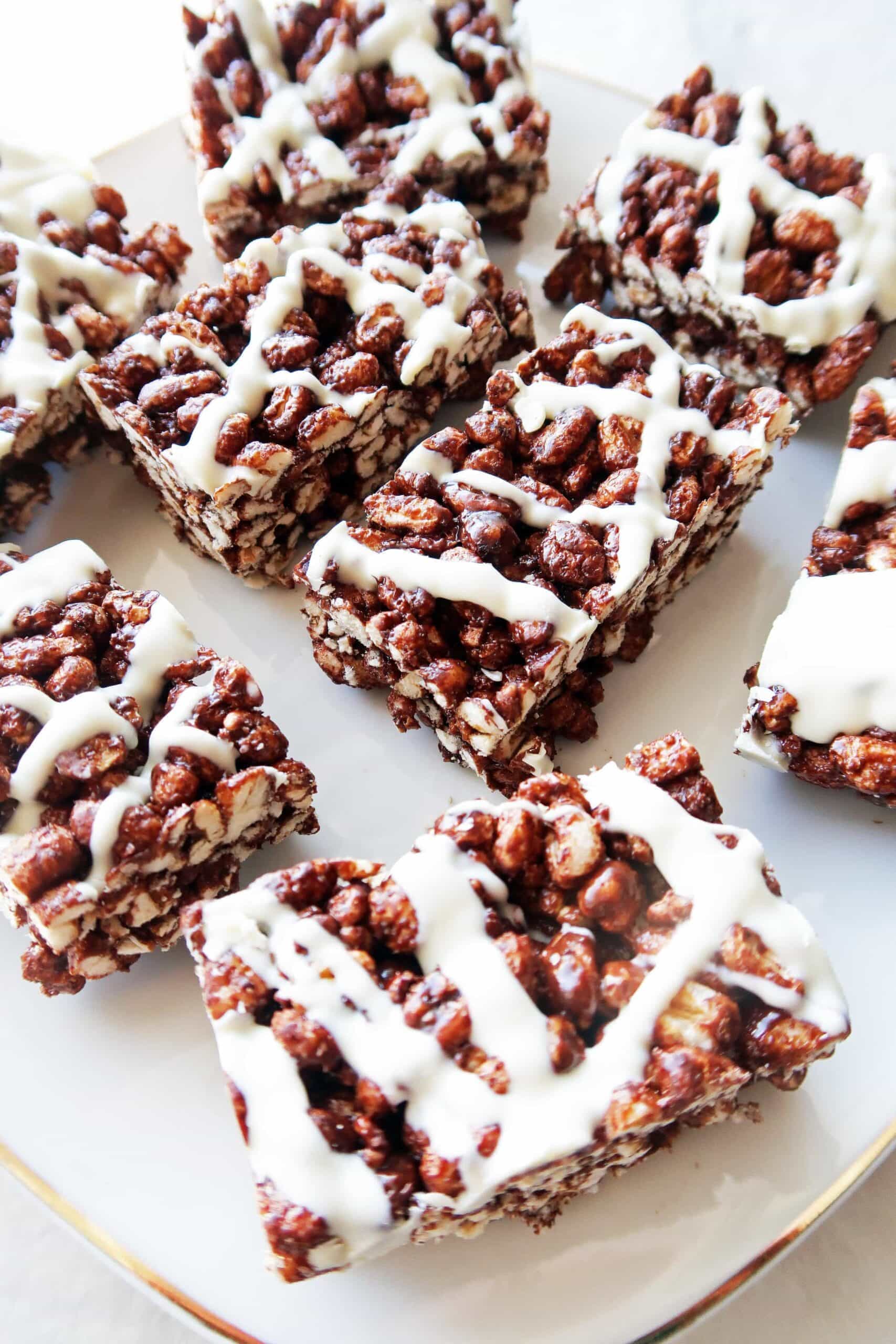 Chocolate Marshmallow Puffed Wheat Squares