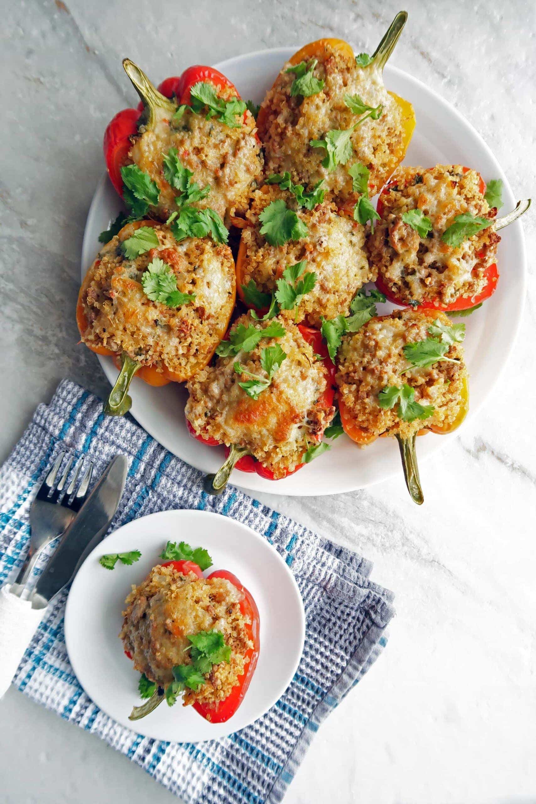 Cilantro Lime Turkey Quinoa Stuffed Bell Peppers