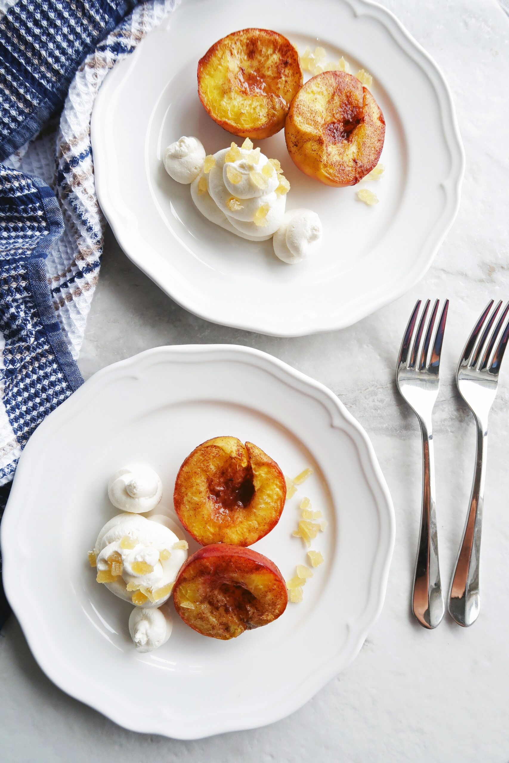 Cinnamon Roasted Peaches with Honey Mascarpone Whipped Cream