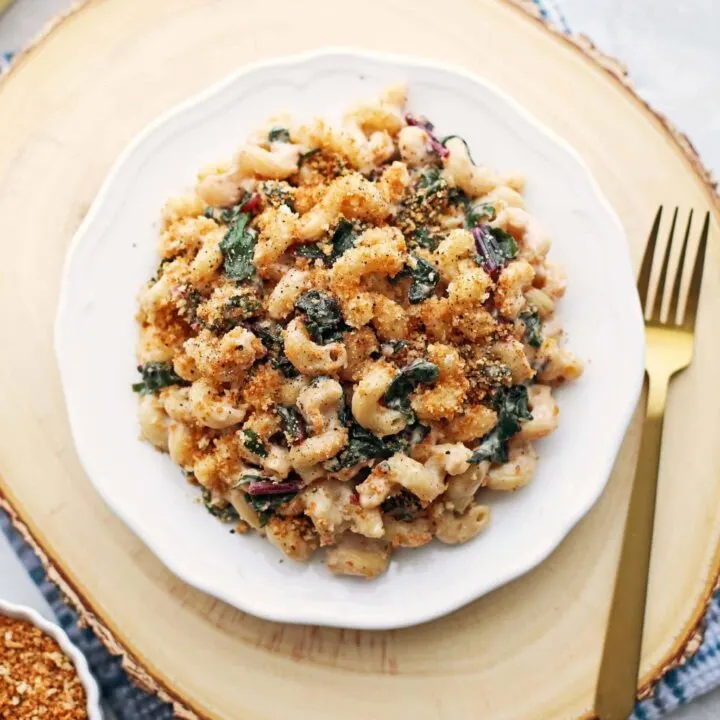 Creamy Gruyere and Swiss Chard Pasta with Toasted Panko Breadcrumbs