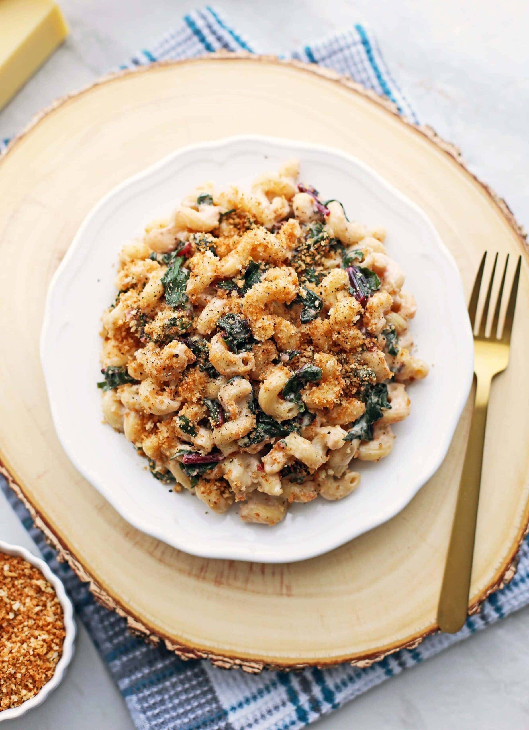 Creamy Gruyere and Swiss Chard Pasta with Toasted Panko Breadcrumbs