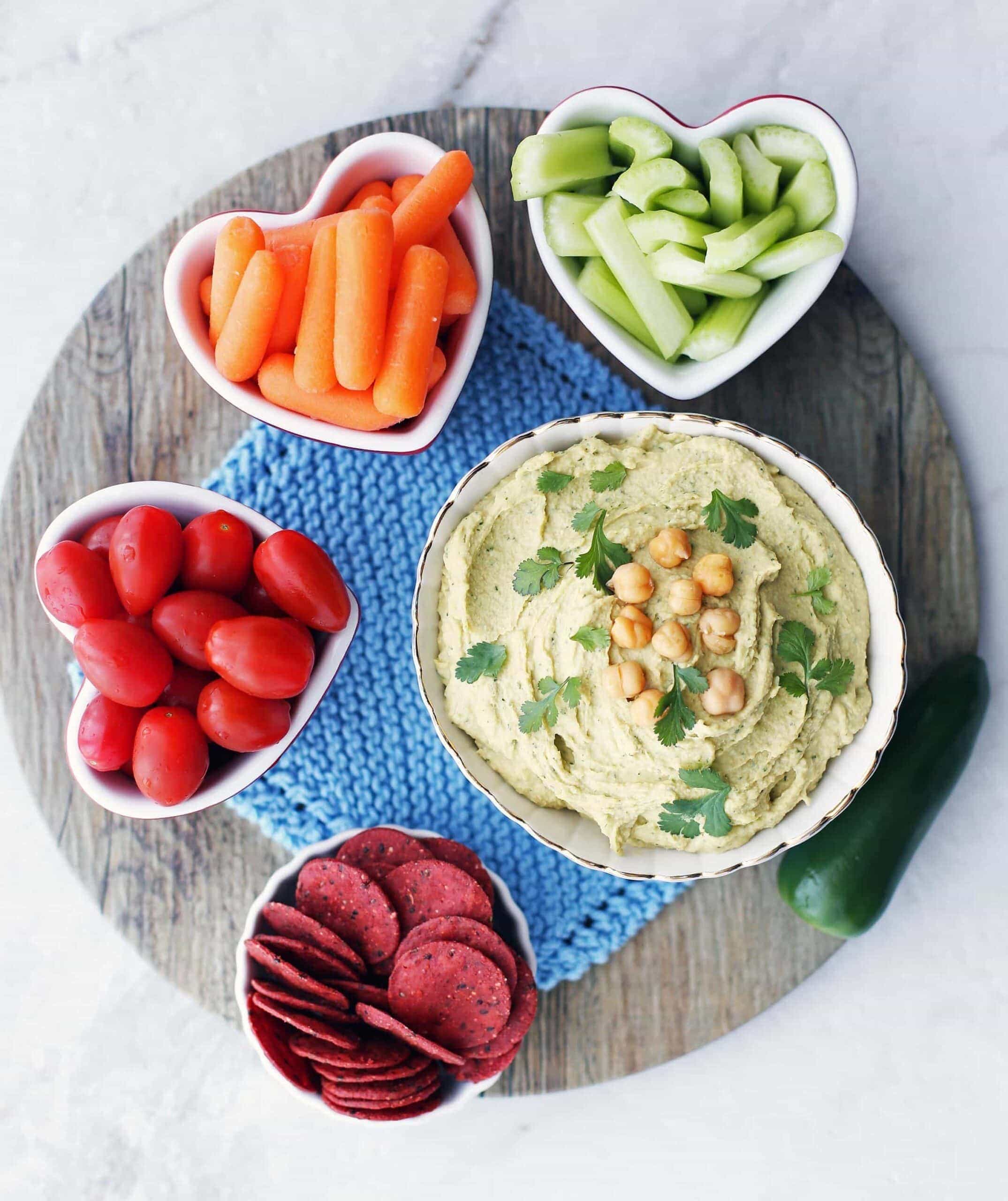 Creamy Roasted Jalapeño Cilantro Hummus