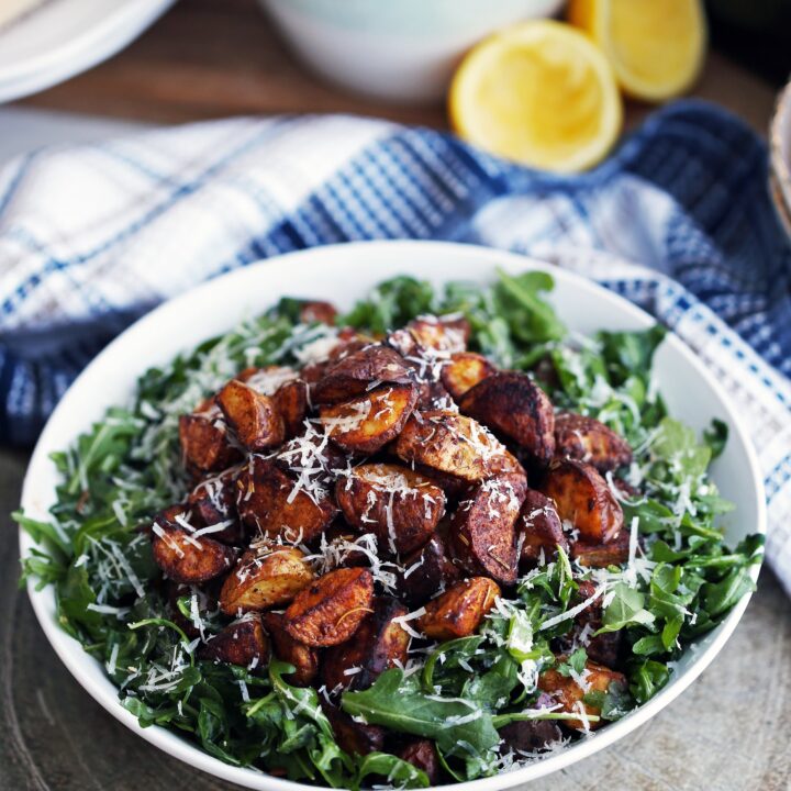 Crispy Roasted Potatoes and Arugula Salad