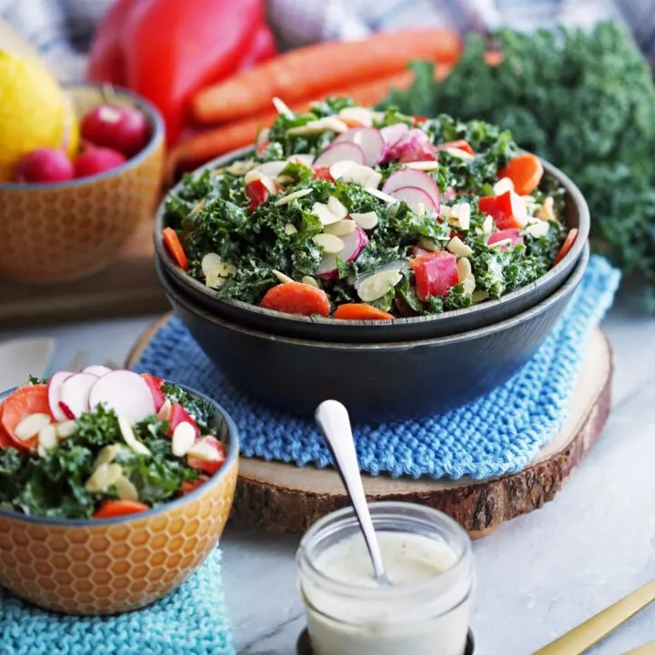 Crunchy Kale Salad with Creamy Parmesan Yogurt Dressing