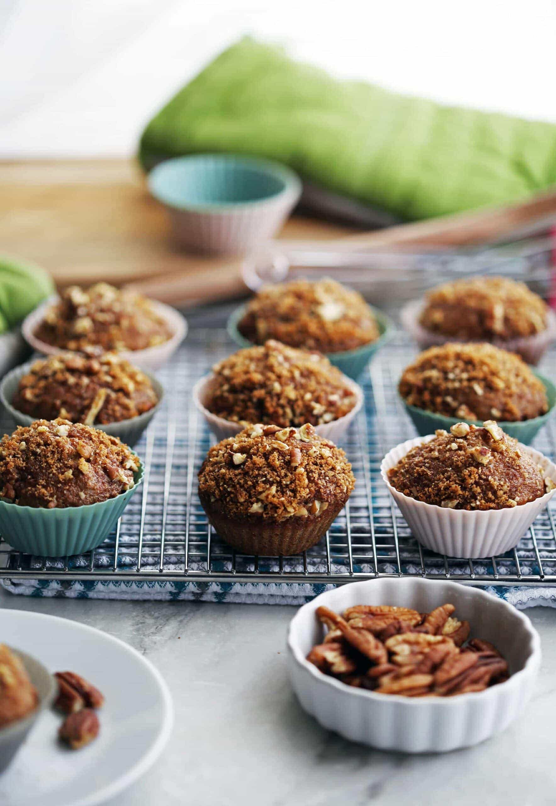 Crunchy-Top Cinnamon Pecan Applesauce Muffins