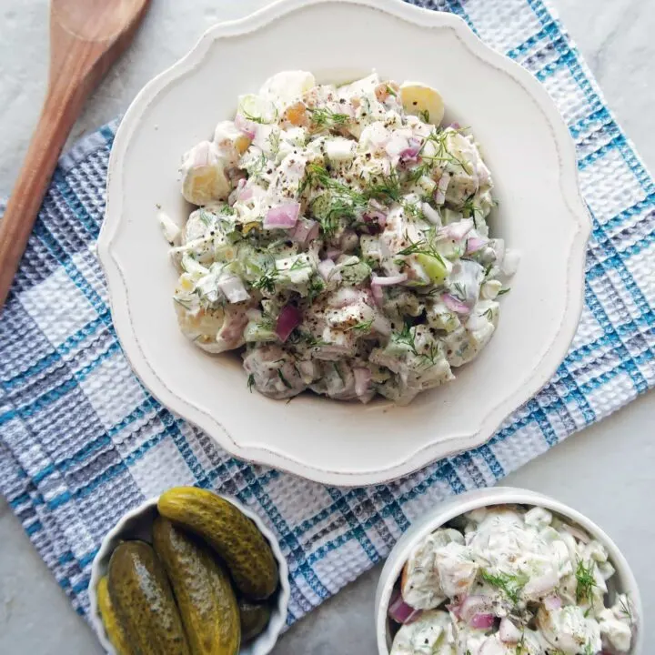 Dill Pickle Greek Yogurt Potato Salad