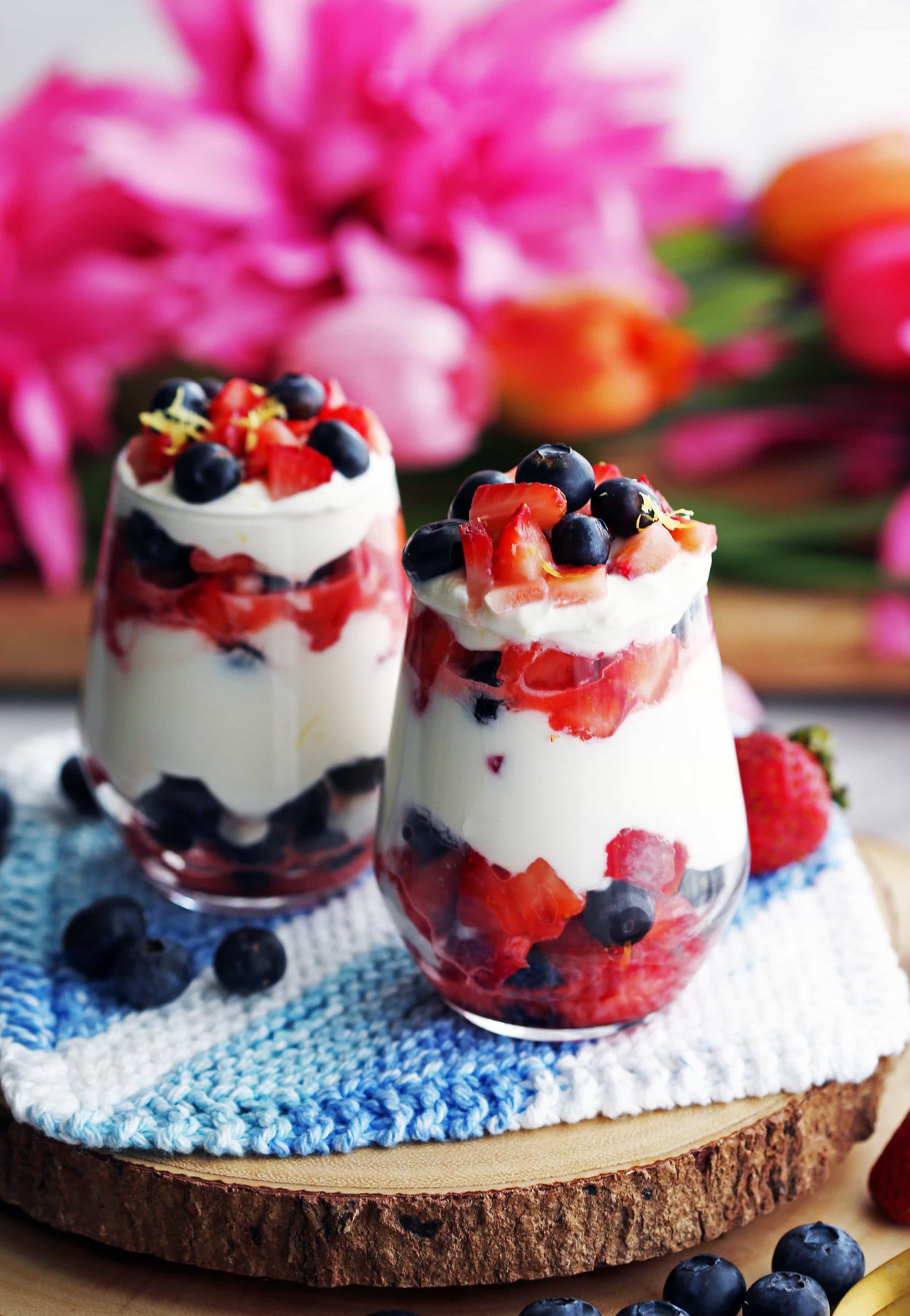 Fresh Berries with Honey Lemon Mascarpone Cream