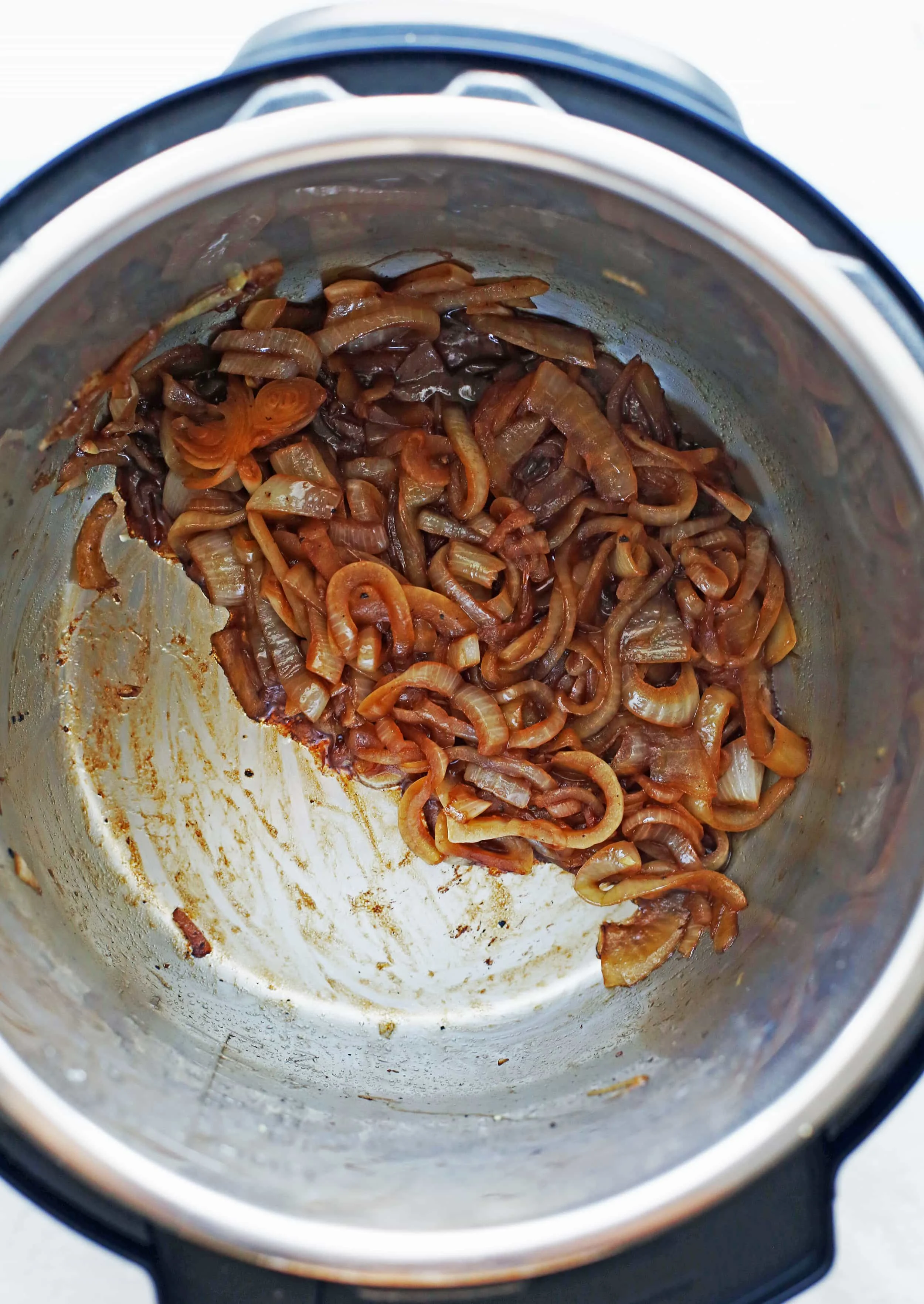 Caramelized balsamic sliced onions in the Instant Pot.