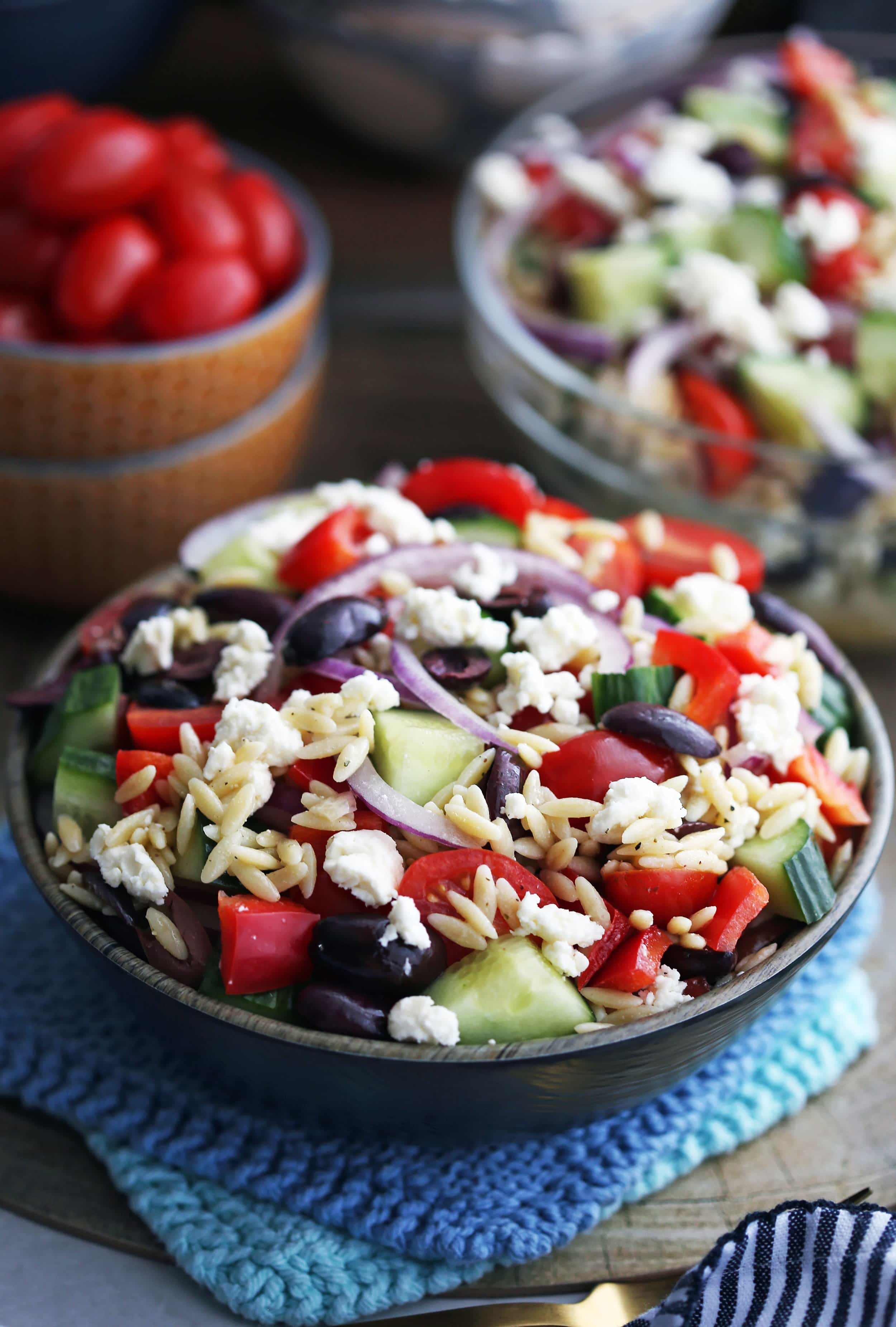 Greek Orzo Salad with Lemon Vinaigrette