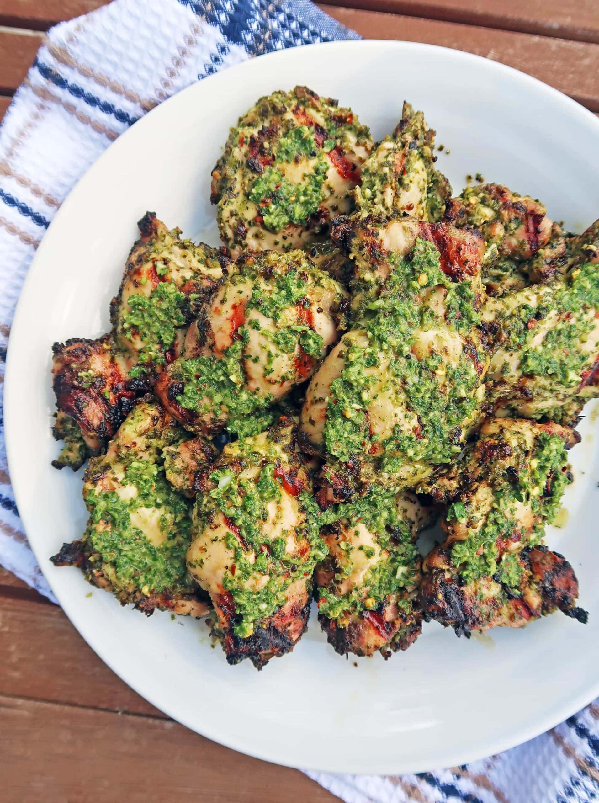 Grilled Chicken Thighs with Chimichurri Sauce