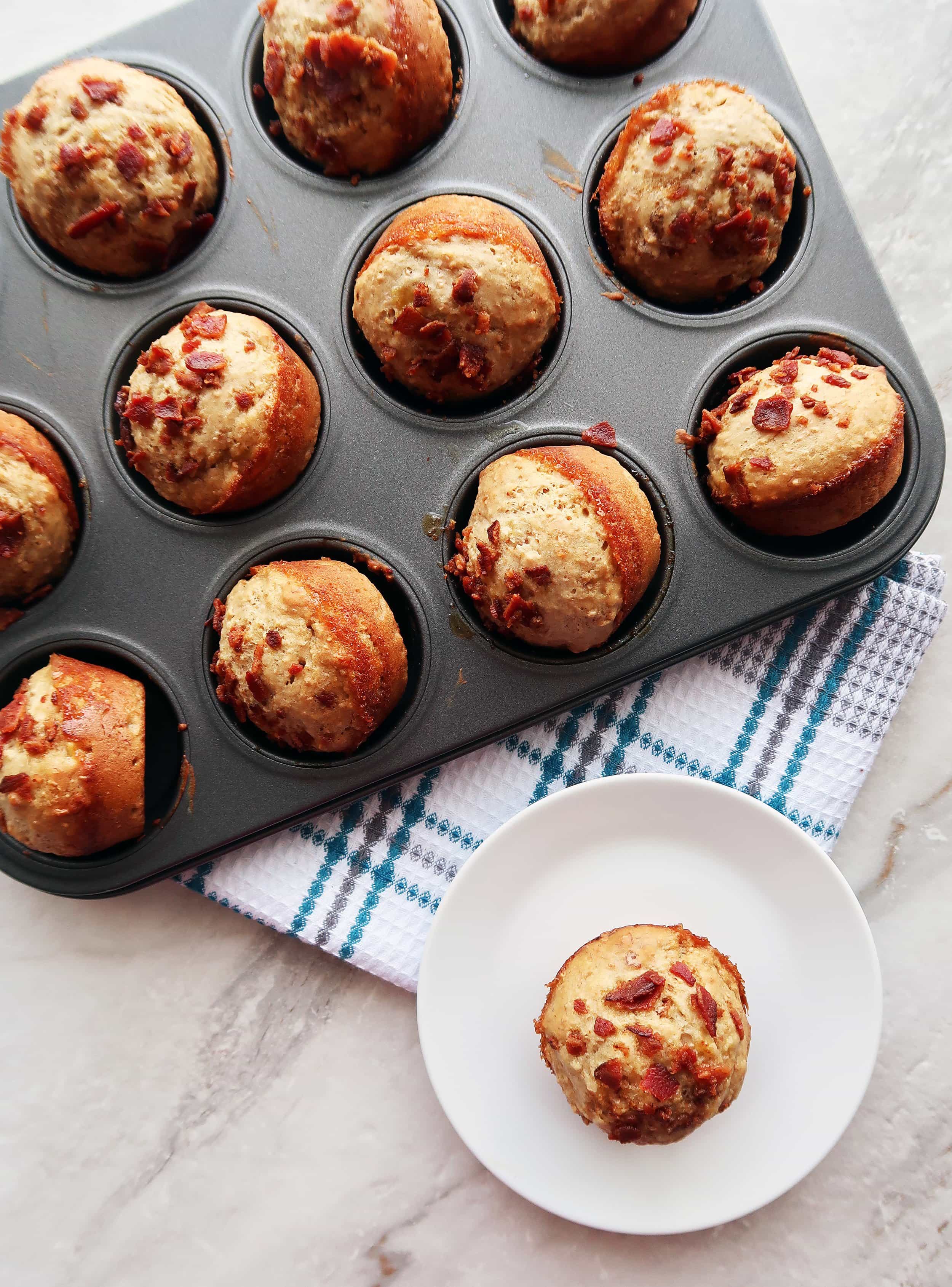 Healthier Maple Bacon Banana Muffins