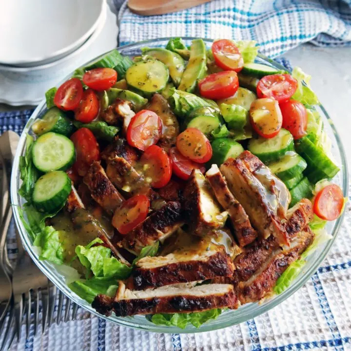 Honey Mustard Chicken Salad with Avocado and Tomatoes