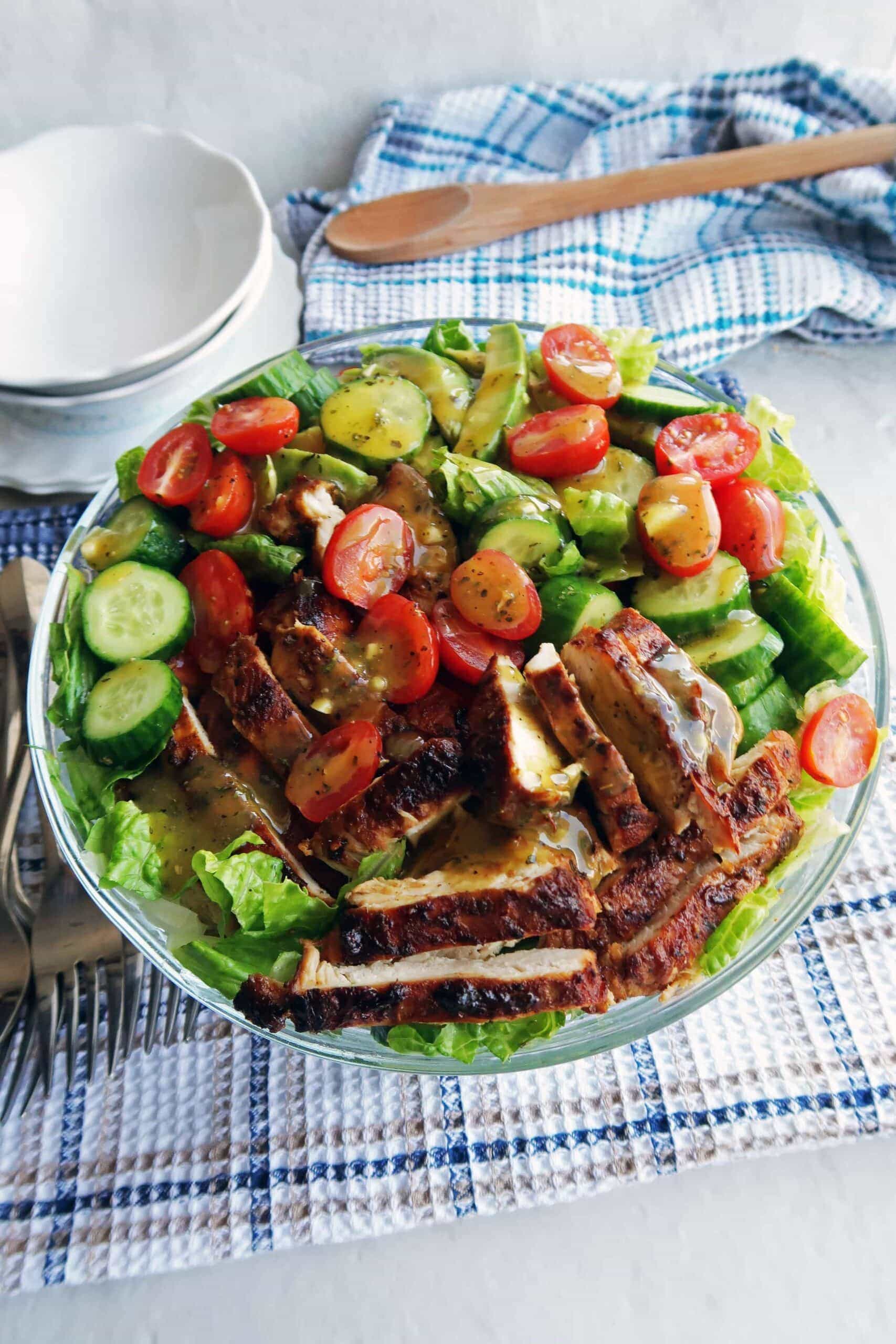 Honey Mustard Chicken Salad with Avocado and Tomatoes