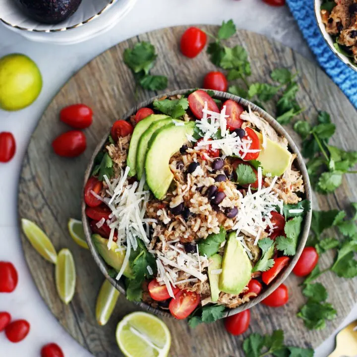 Instant Pot Chicken and Rice Burrito Bowls