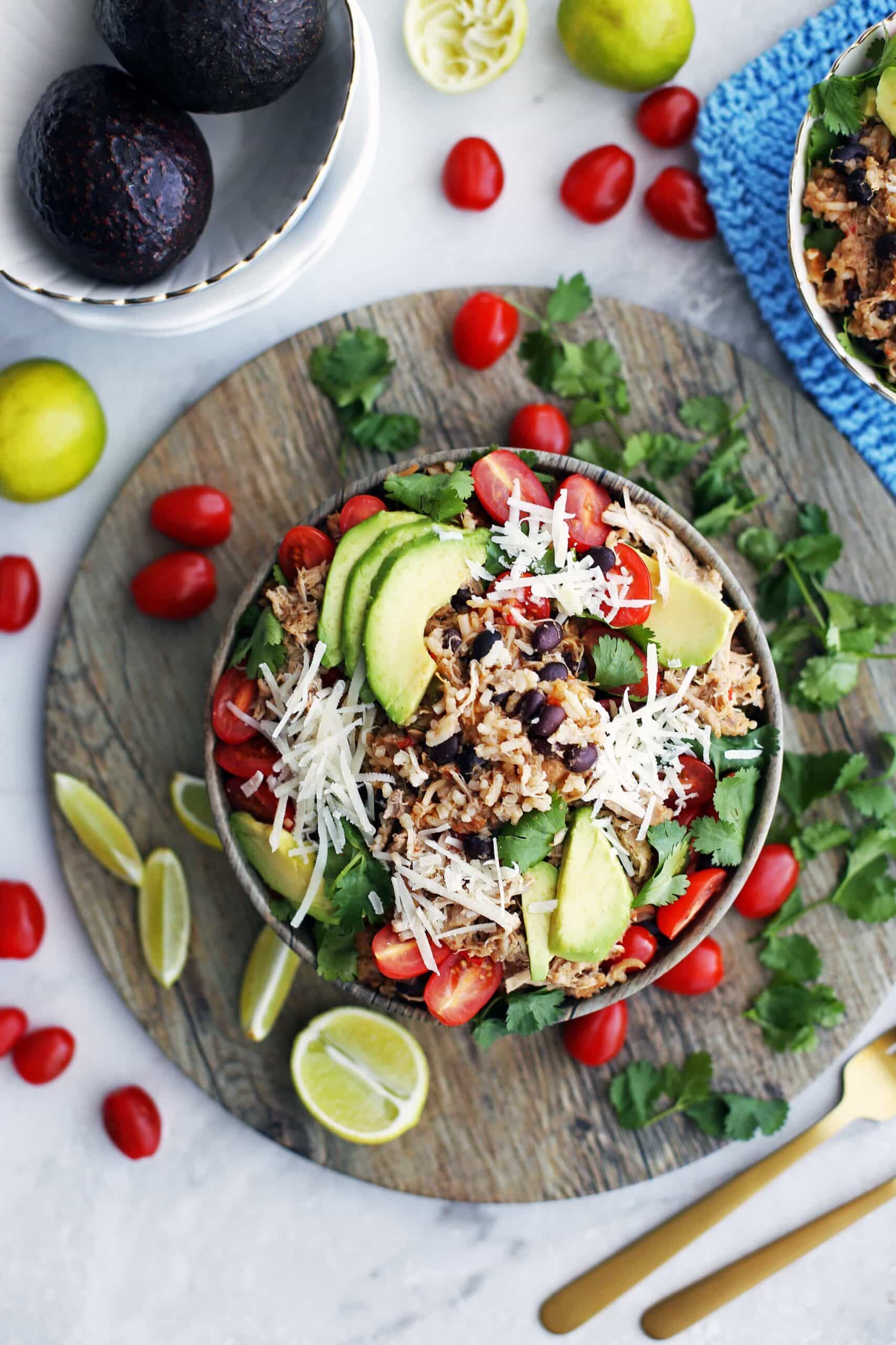 Instant Pot Chicken and Rice Burrito Bowls