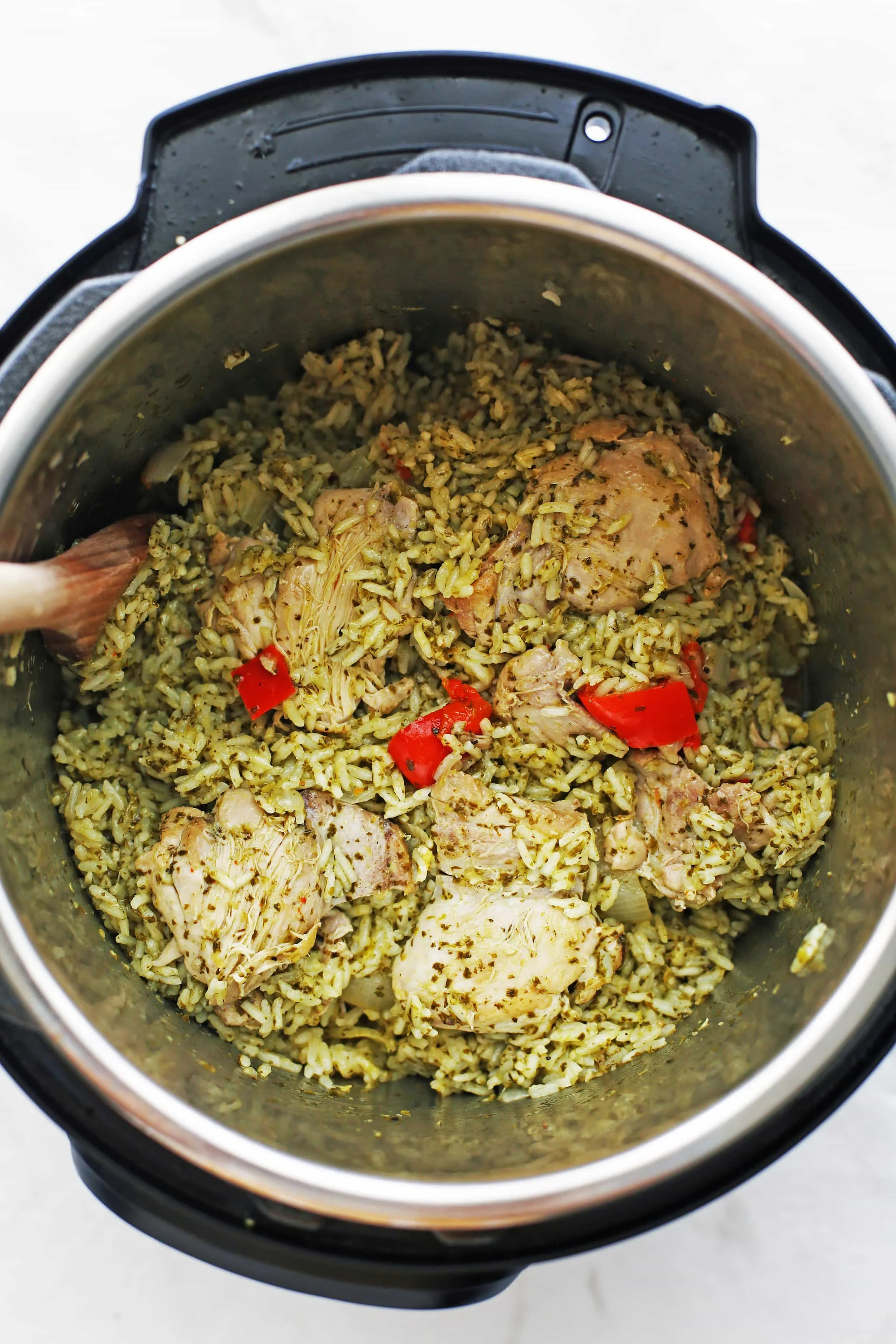 Cilantro lime chicken and rice in the Instant Pot.