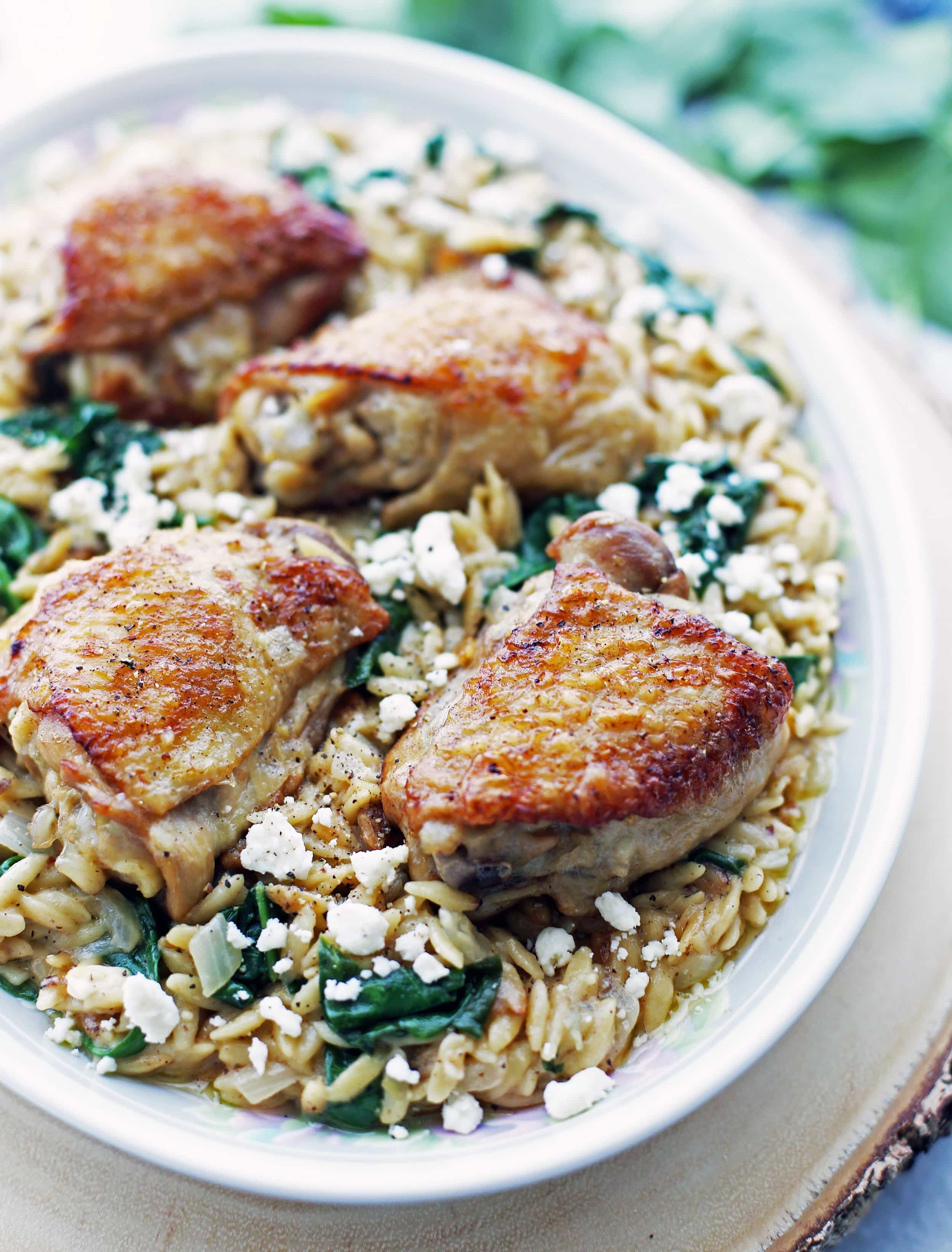 Instant Pot Lemon Pepper Orzo with Chicken Thighs