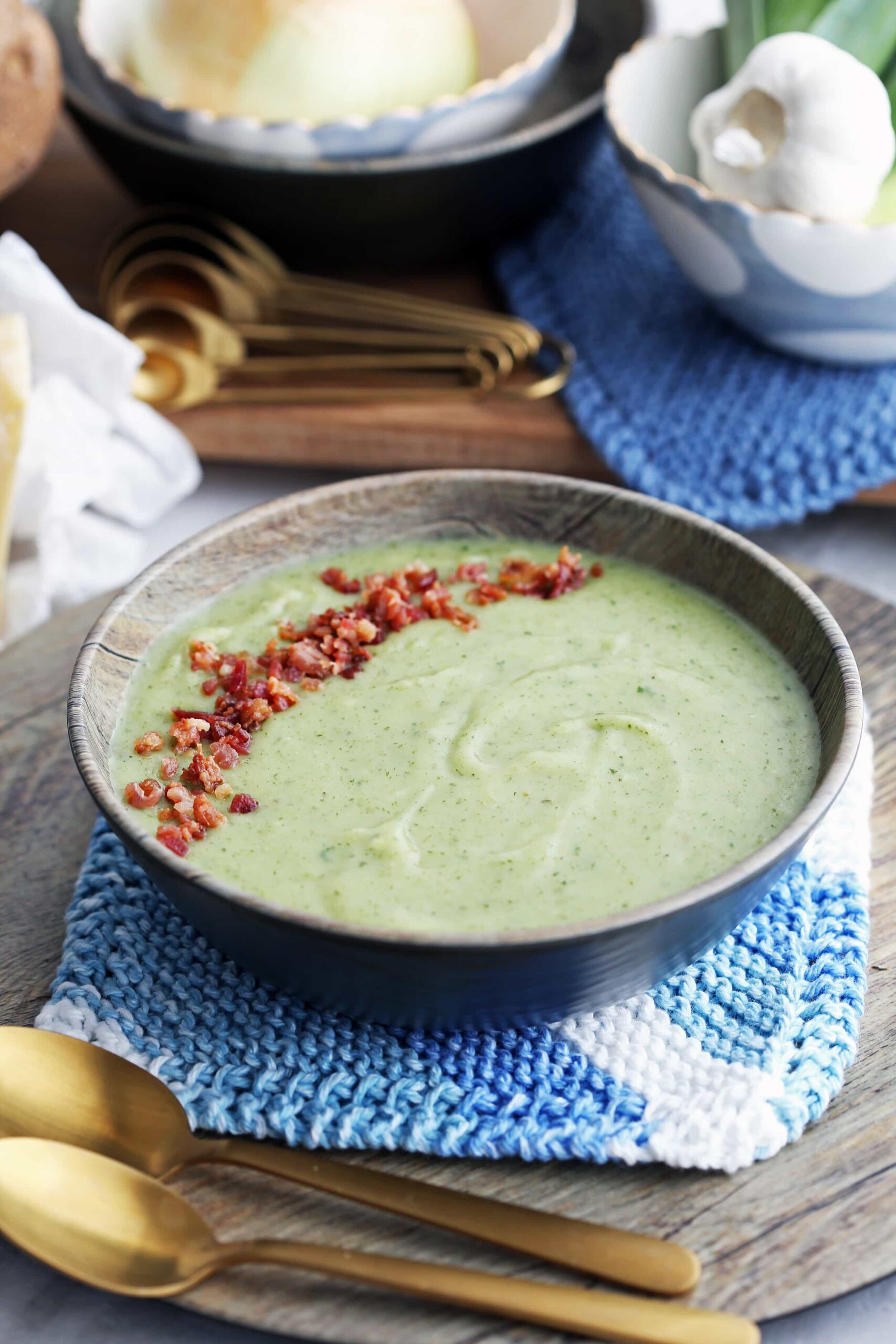 Instant Pot Potato Leek Soup with Spinach and Parmesan