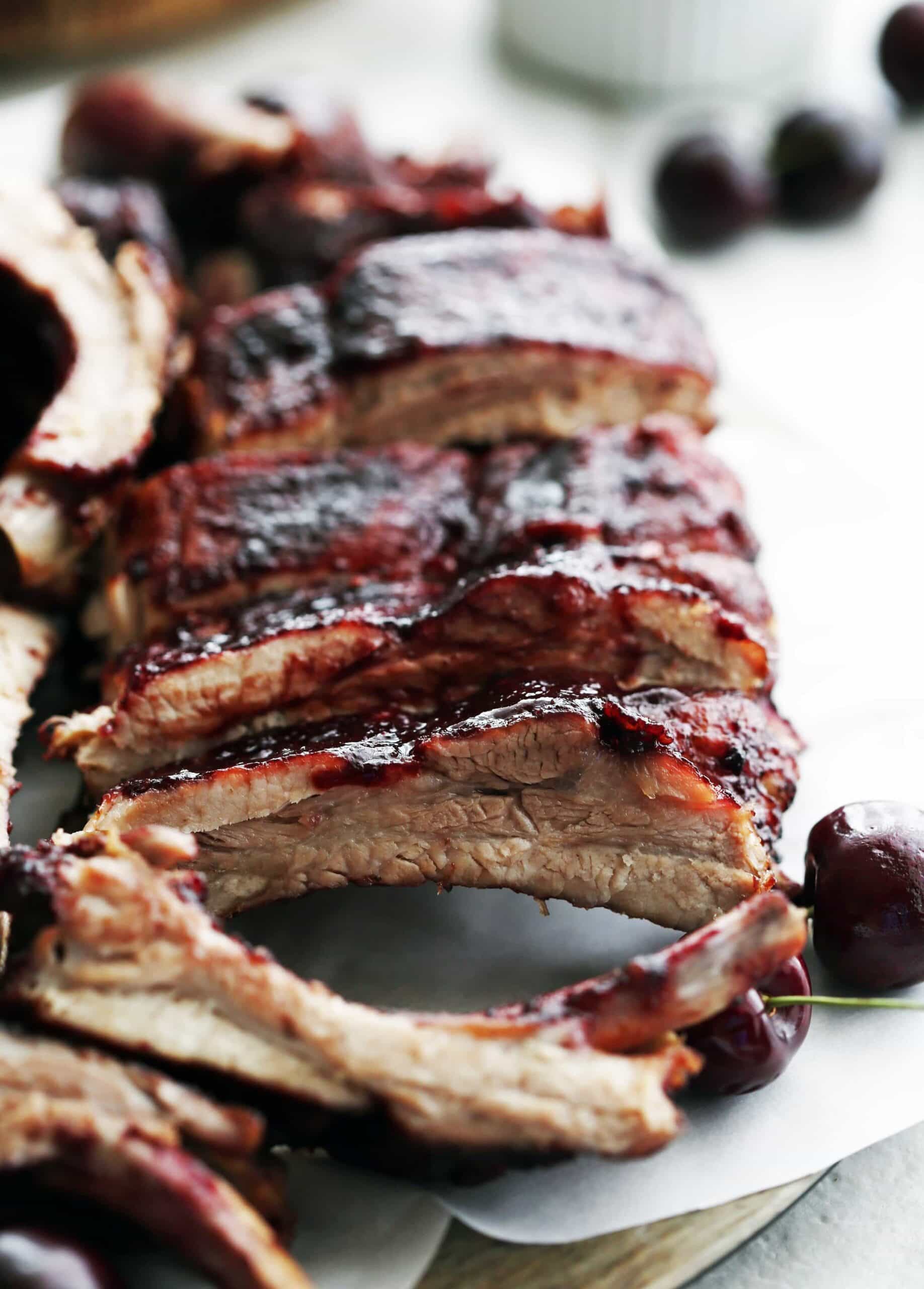 Instant Pot Baby Back Ribs with Cherry Chipotle Sauce