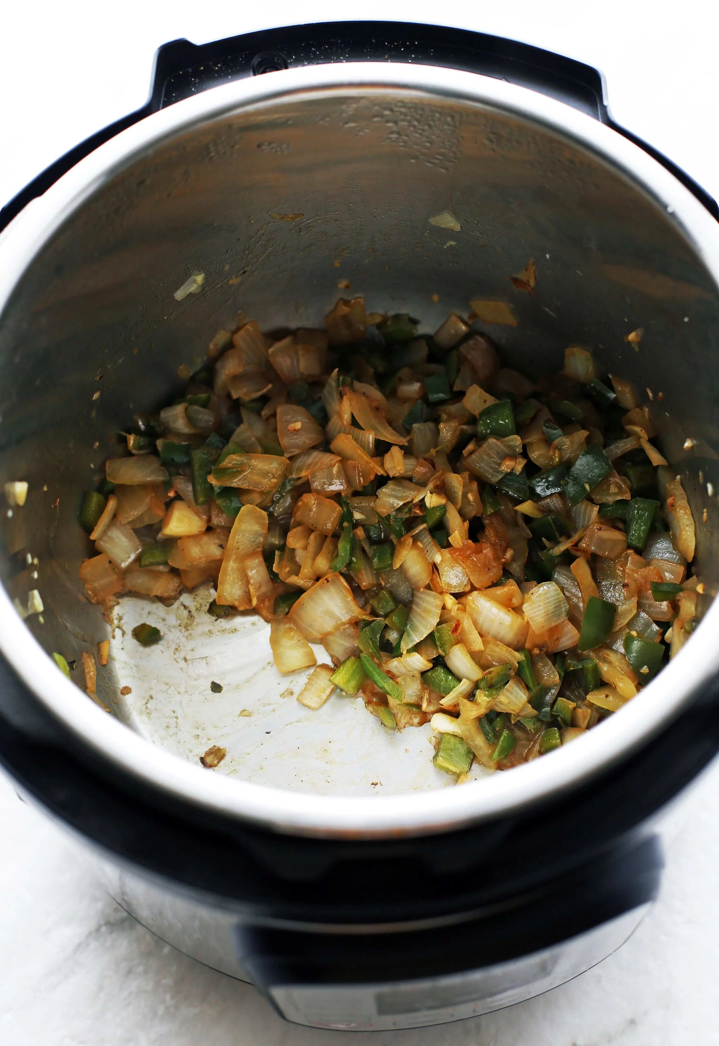 Sautéed onions and peppers in the Instant Pot.