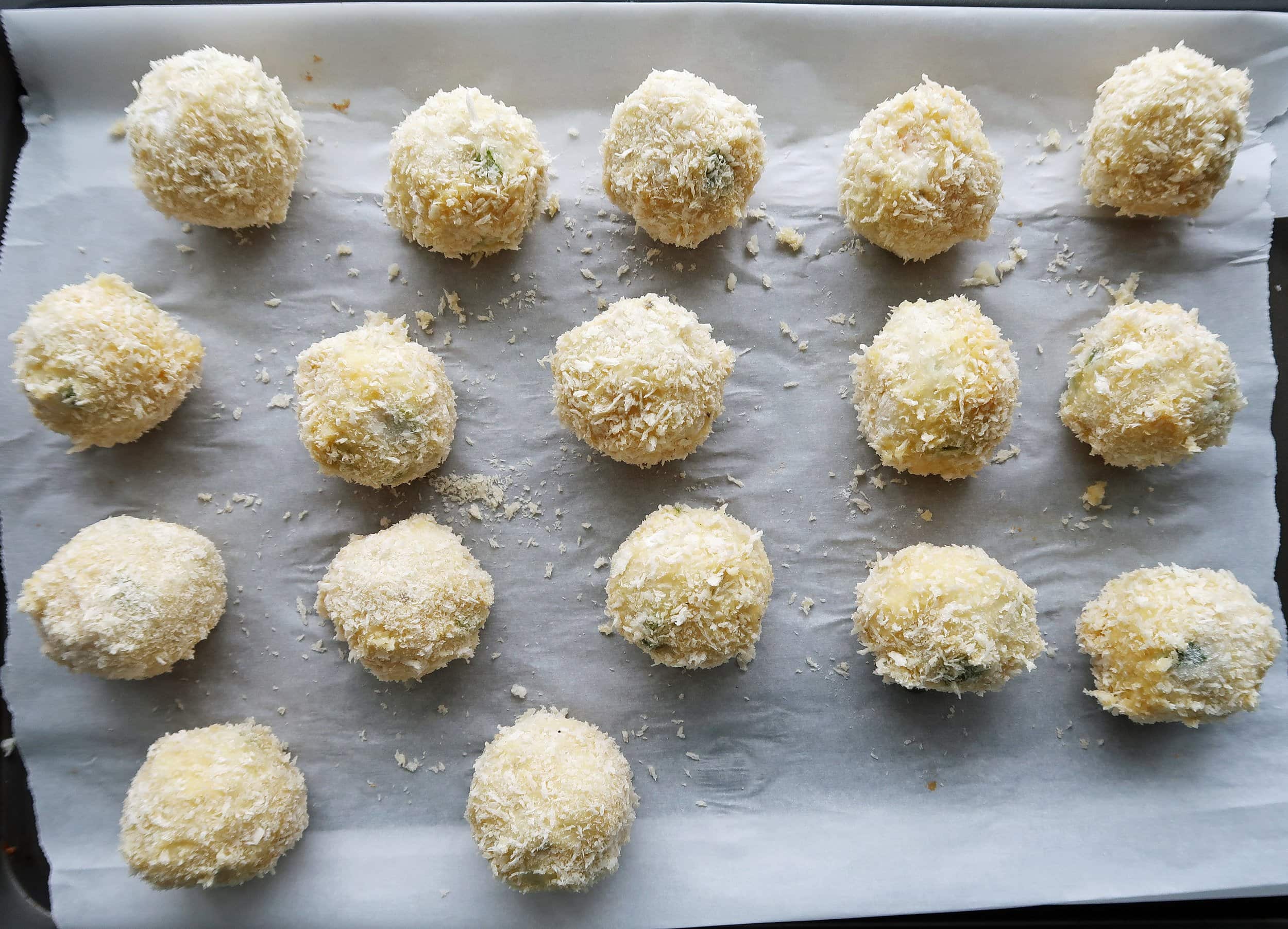 Mashed potato balls coated with panko.