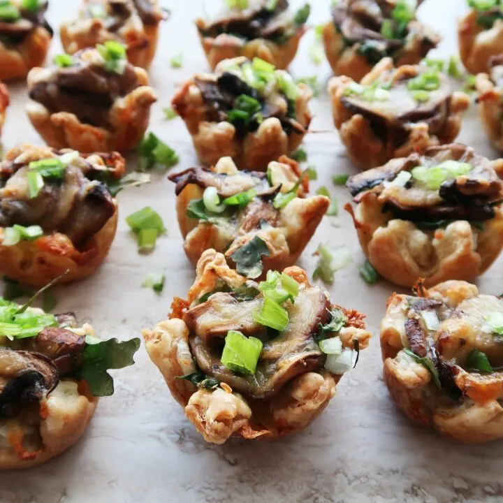 Mushroom Arugula Cheese Mini Tarts