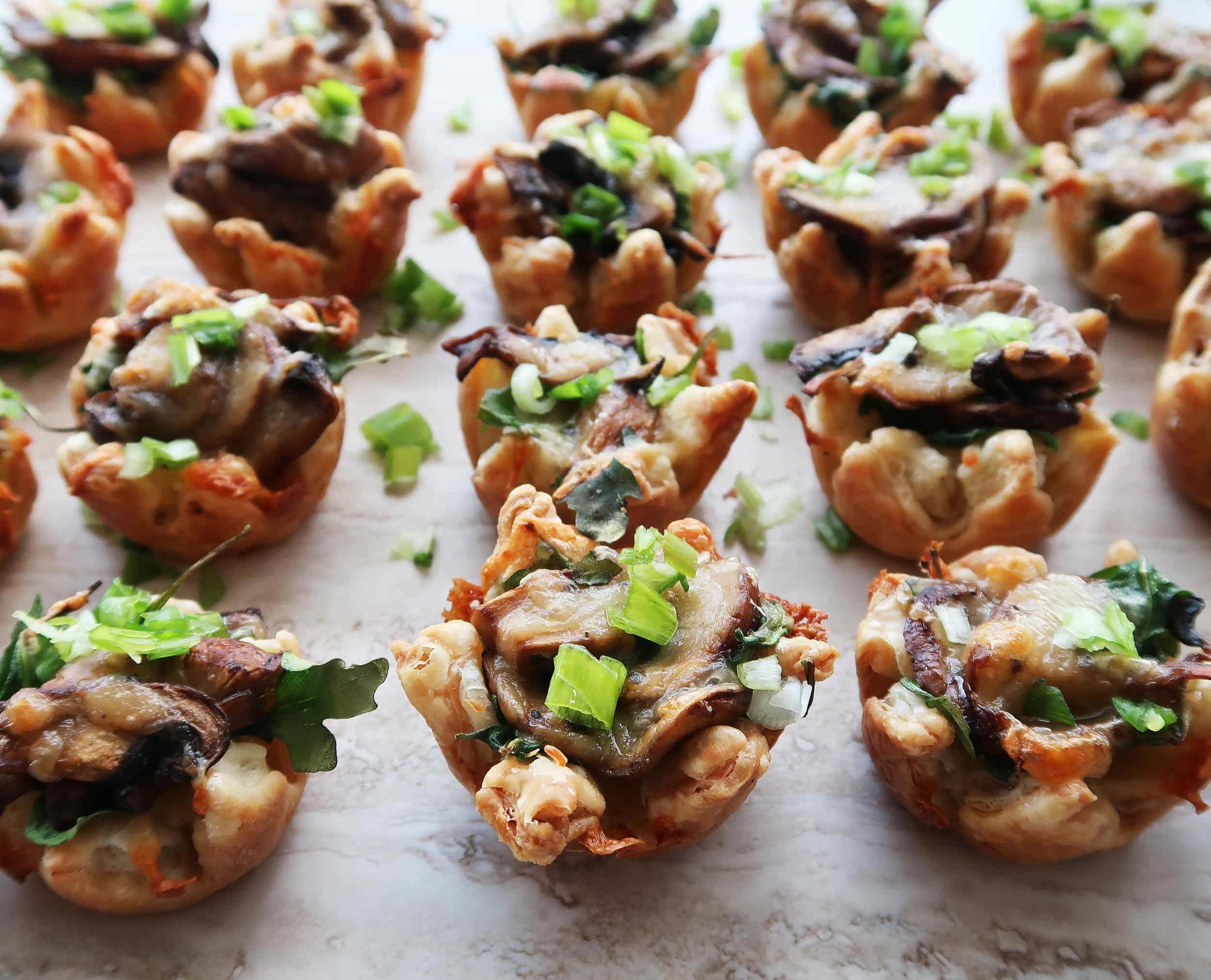 Mushroom Arugula Cheese Mini Tarts