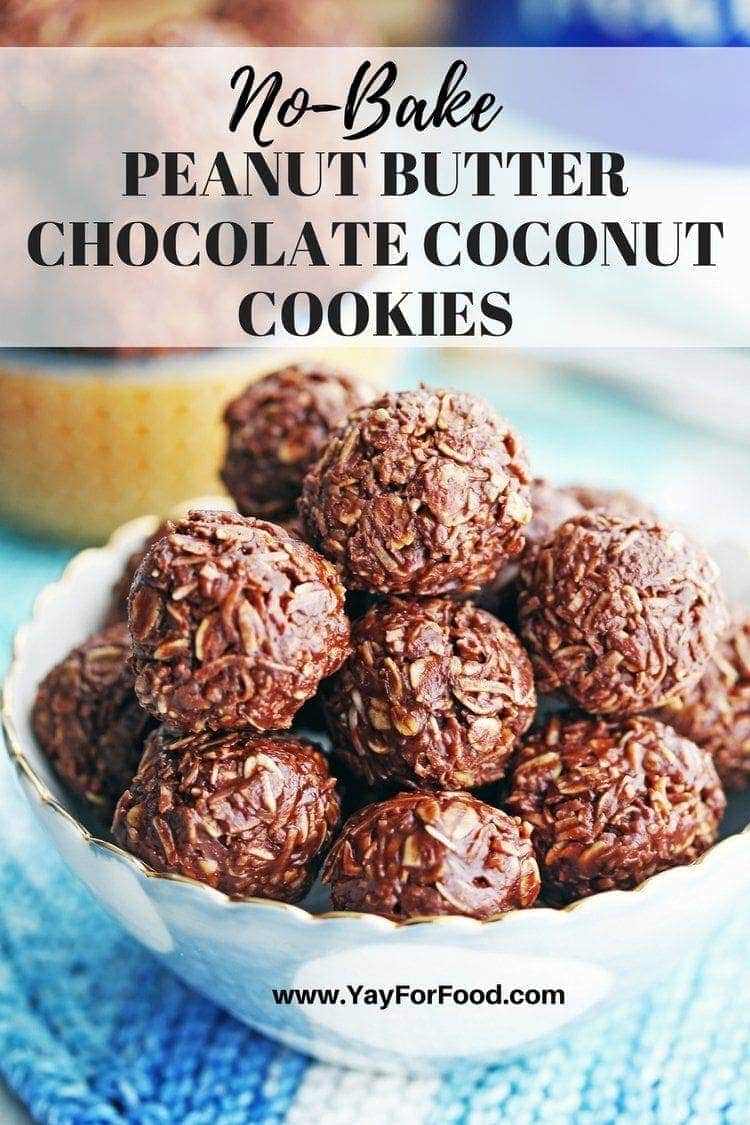 NoBake Peanut Butter Chocolate Coconut Cookies Yay! For Food