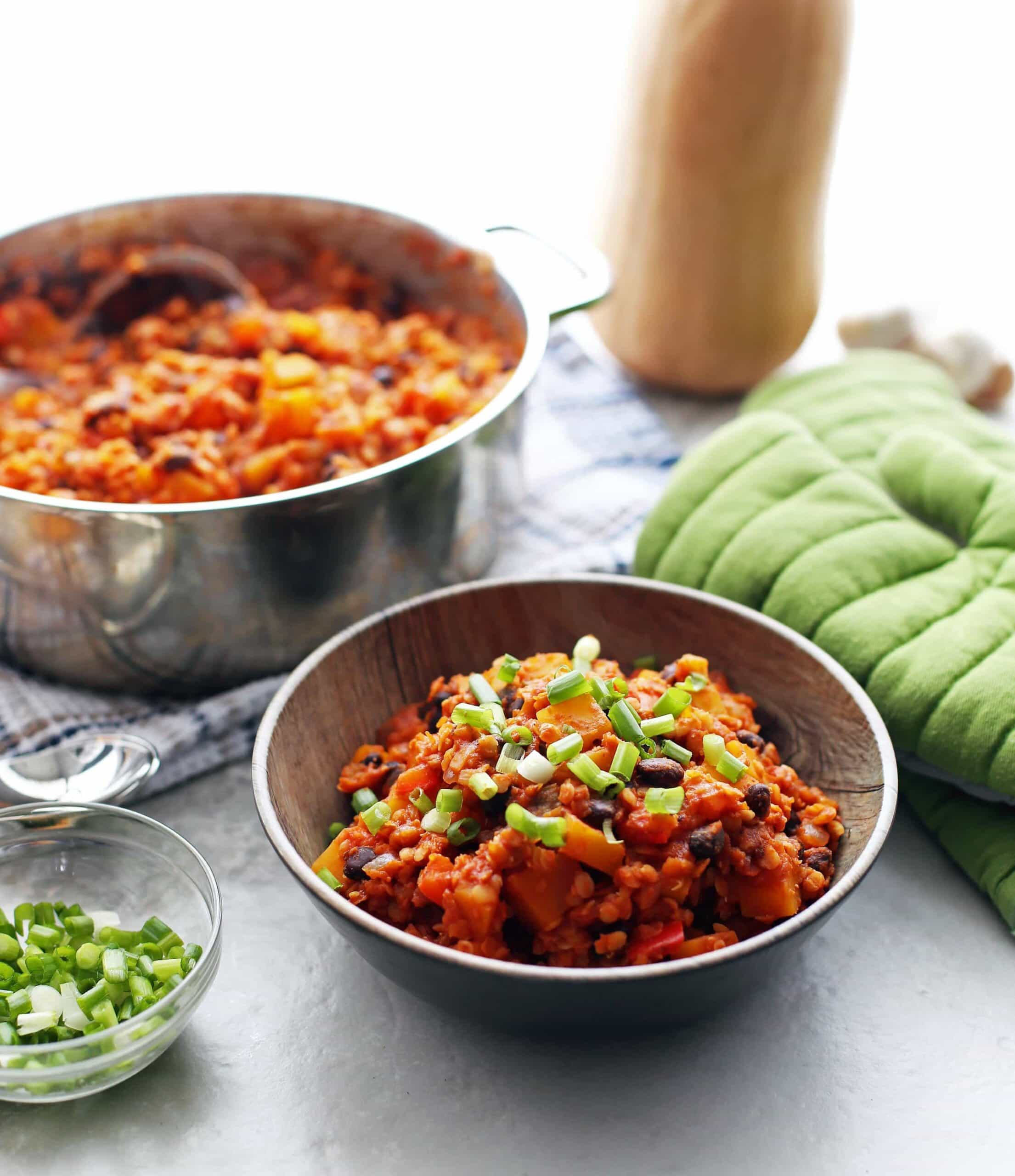 One-Pot Red Lentil and Butternut Squash Chili