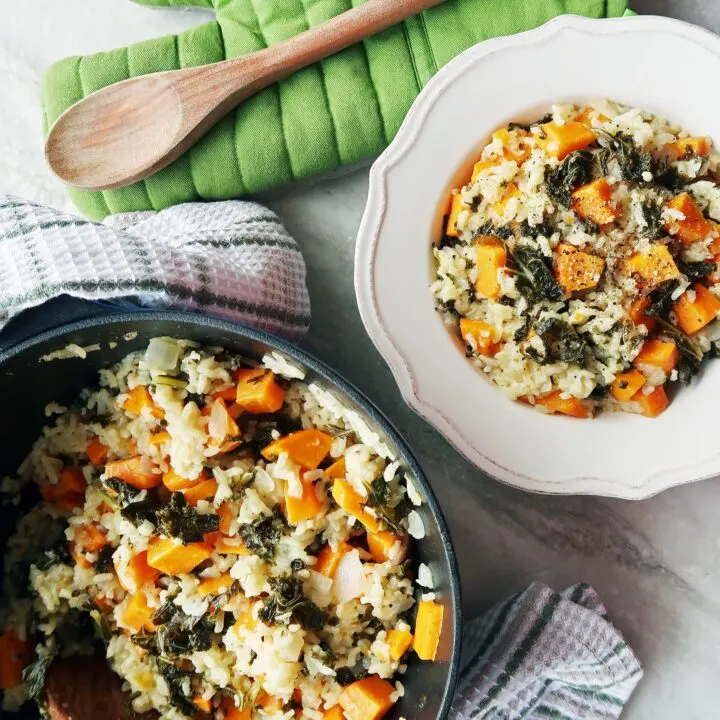 Oven-Baked Risotto with Sweet Potato and Kale