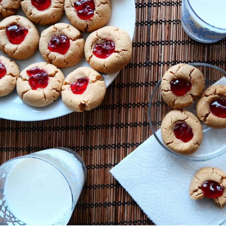 Peanut Butter and Jelly Thumbprint Cookies