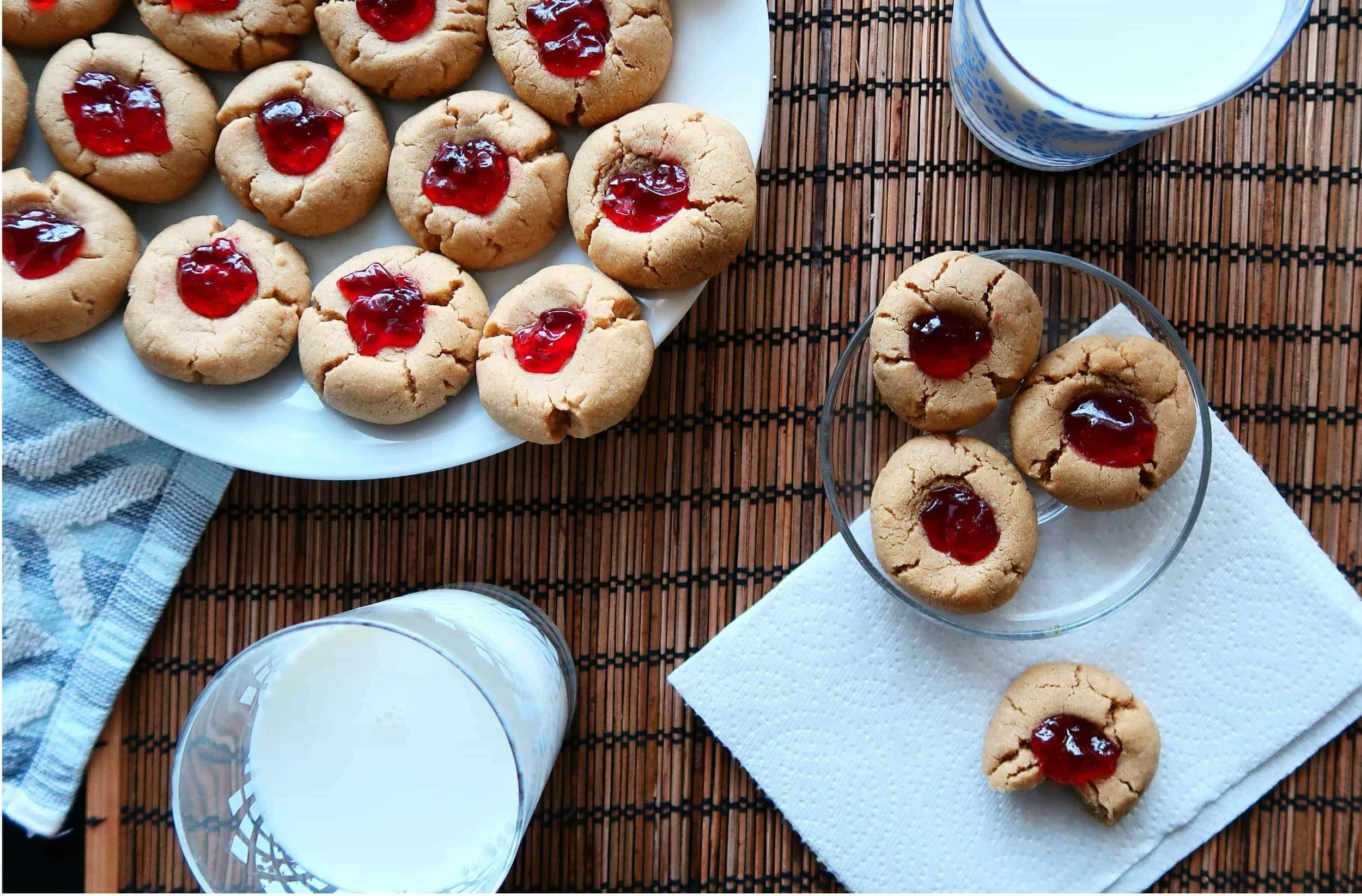 Peanut Butter and Jelly Thumbprint Cookies