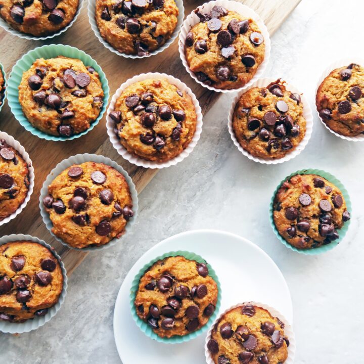 Pumpkin Chocolate Chip Whole Wheat Muffins