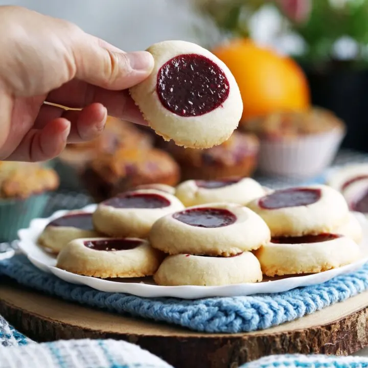 Classic Raspberry Shortbread Thumbprint Cookies