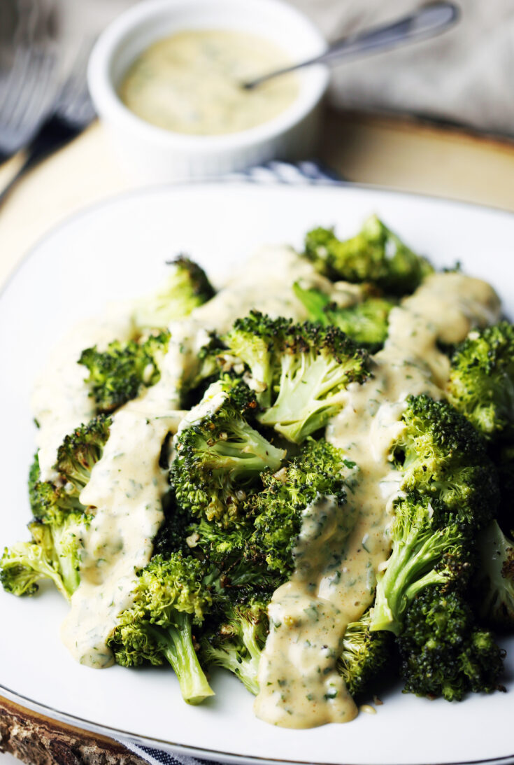Roasted Broccoli with Lemon Parsley Hollandaise Sauce Yay! For Food